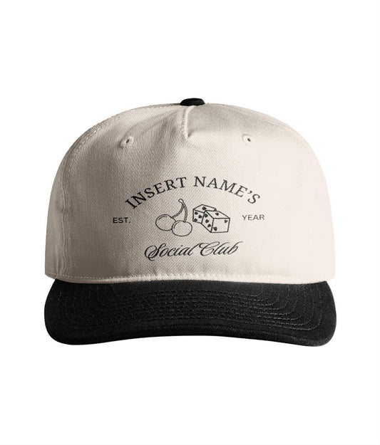 Custom Bachelorette Social Club Hat - Personalized Two Tone Snapback with Name, Year & Icons - Bride Trip Party Hat