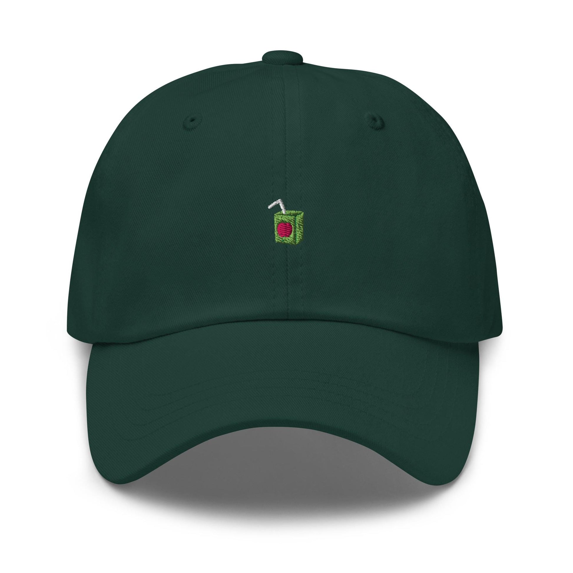 Juice Box Hat – Tiny Embroidered Juice Box Dad Cap, Funny Nostalgic 90s Vibe Hat for Adults