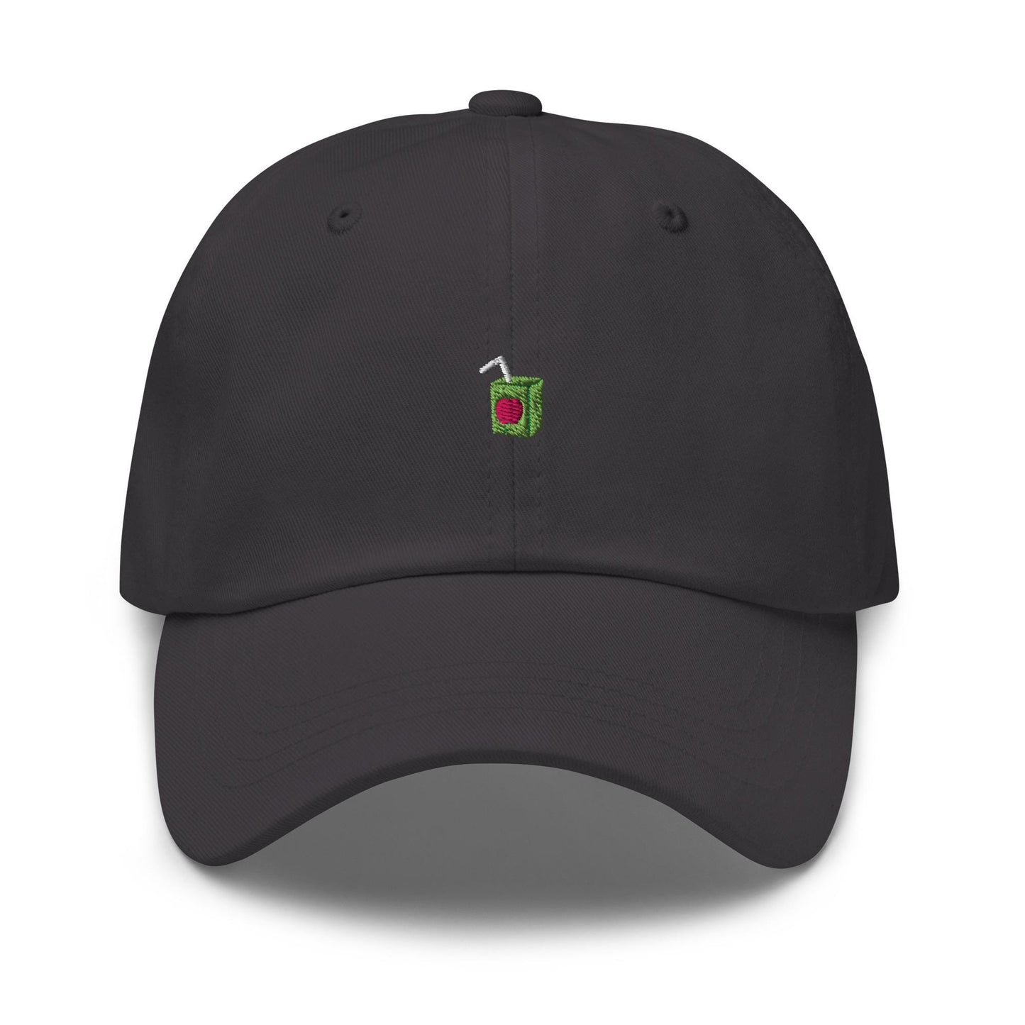 Juice Box Hat – Tiny Embroidered Juice Box Dad Cap, Funny Nostalgic 90s Vibe Hat for Adults