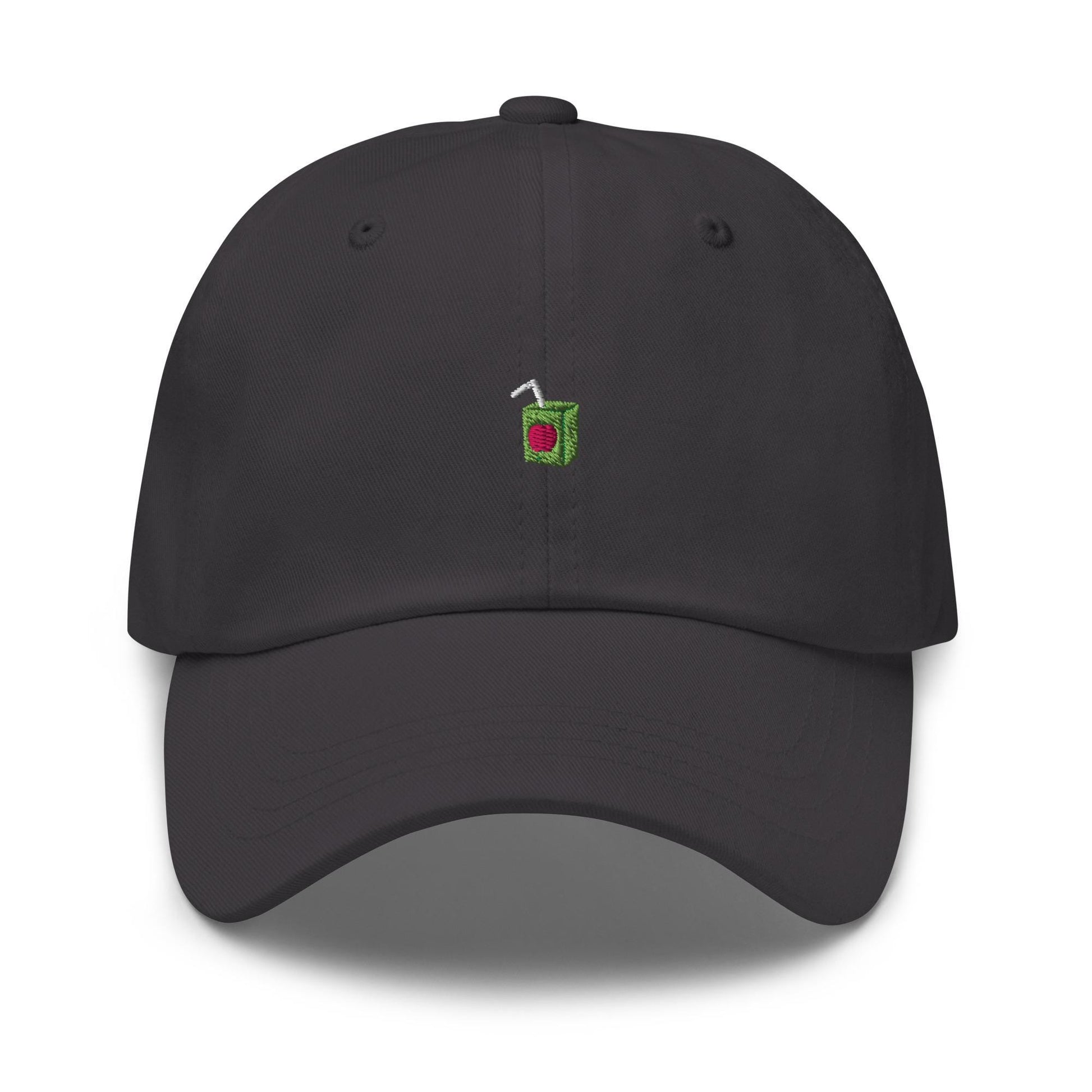 Juice Box Hat – Tiny Embroidered Juice Box Dad Cap, Funny Nostalgic 90s Vibe Hat for Adults