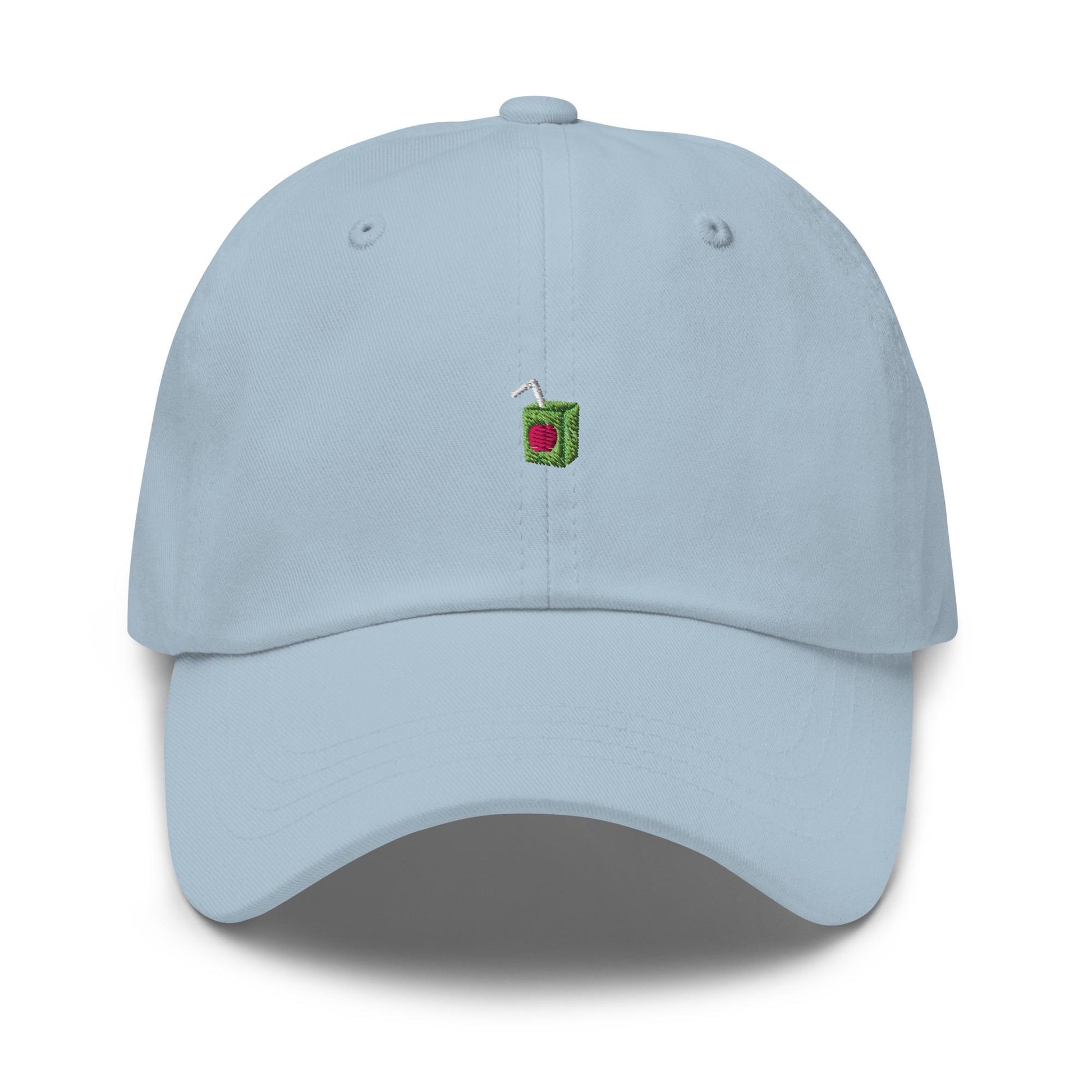 Juice Box Hat – Tiny Embroidered Juice Box Dad Cap, Funny Nostalgic 90s Vibe Hat for Adults