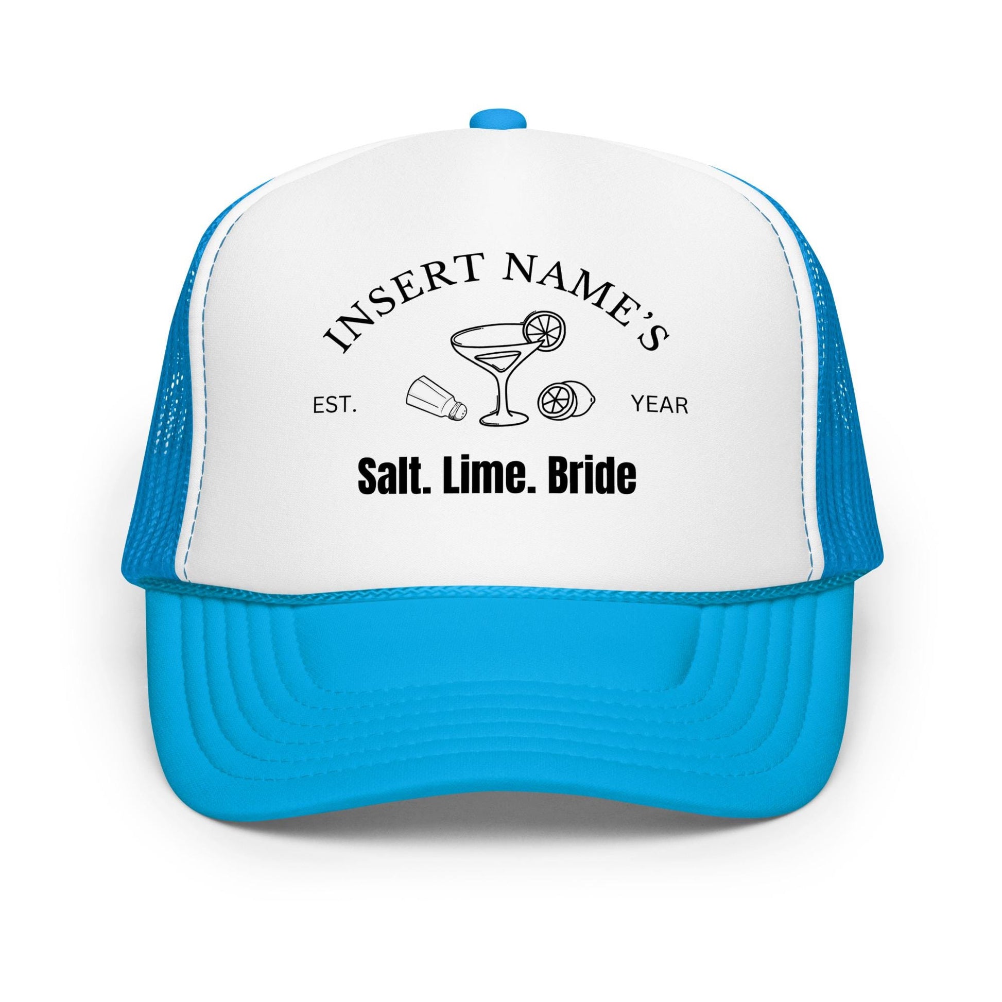 Salt Lime Bride Trucker Hat – Custom DTG Foam Hat for Bachelorette Party, Margarita Girls, Bride Crew Hat