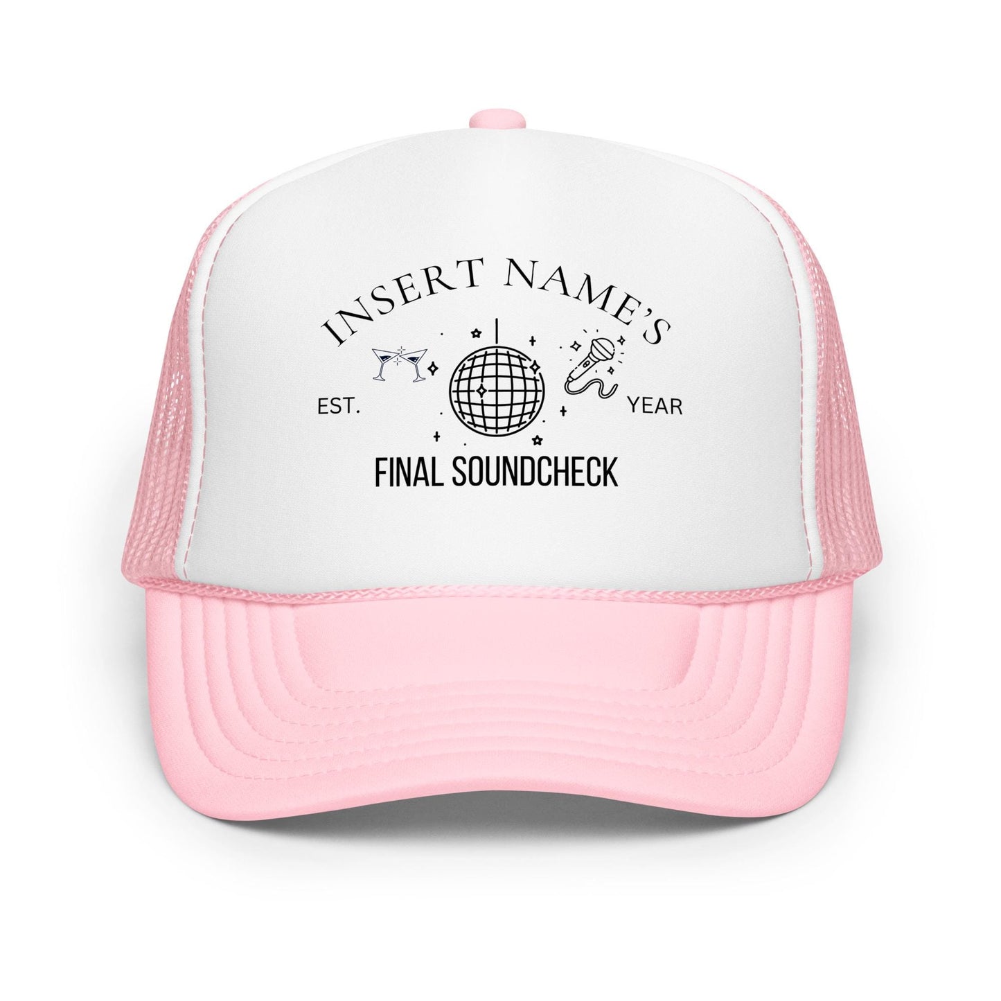 Final Soundcheck Trucker Hat – Custom Bachelorette Foam Hat with Bride’s Name, Music Icons & EST Year