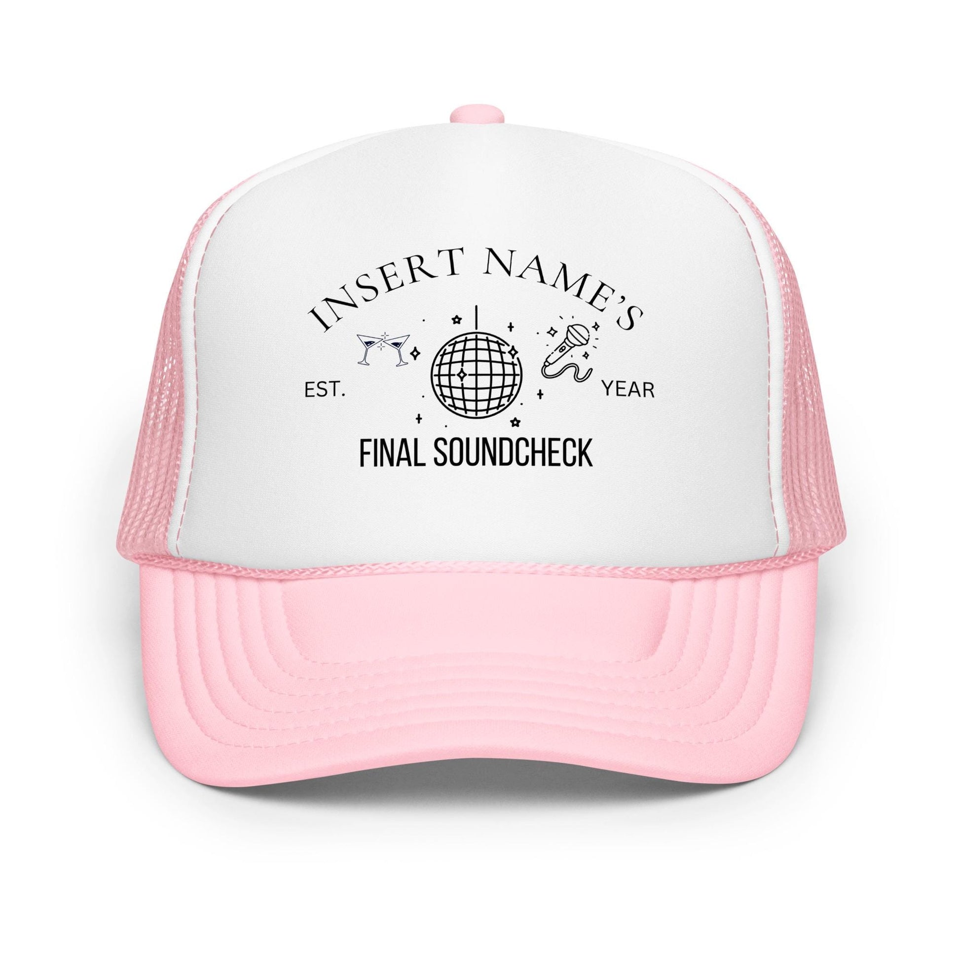 Final Soundcheck Trucker Hat – Custom Bachelorette Foam Hat with Bride’s Name, Music Icons & EST Year