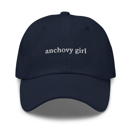 Anchovy Girl Hat - Embroidered Foodie Gift - Italian Ingredient Lover Cap - Cotton Dad Hat - Niche Snack Club