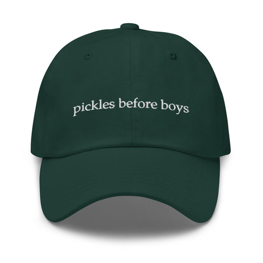 Pickles Before Boys Hat - Embroidered Brinecore Cap - Funny Foodie Girl Gift - Pickle Lover Aesthetic