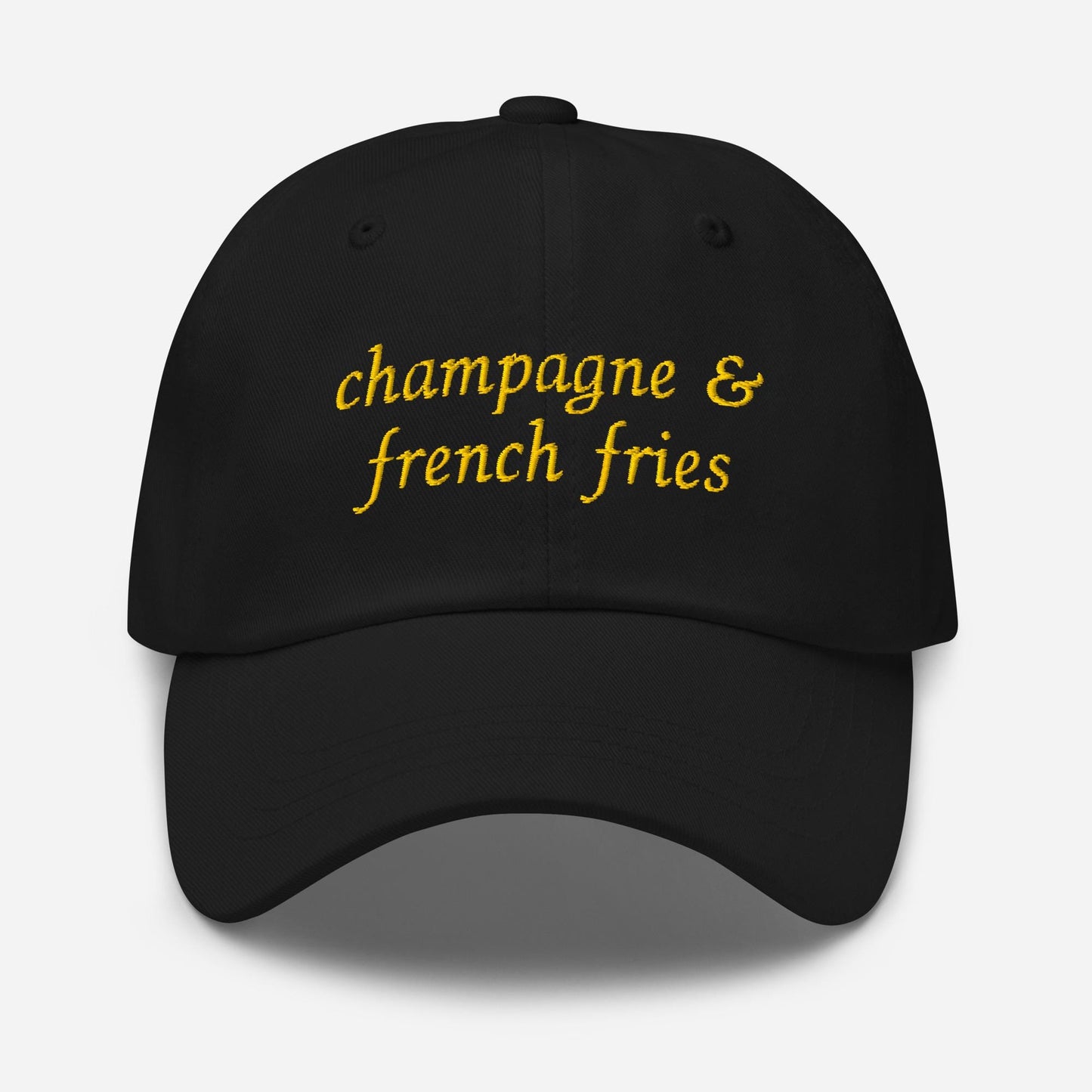 Champagne and French Fries Hat - Embroidered Brunch Girl Cap - Funny Luxe Foodie Gift - Soft Chaos Style