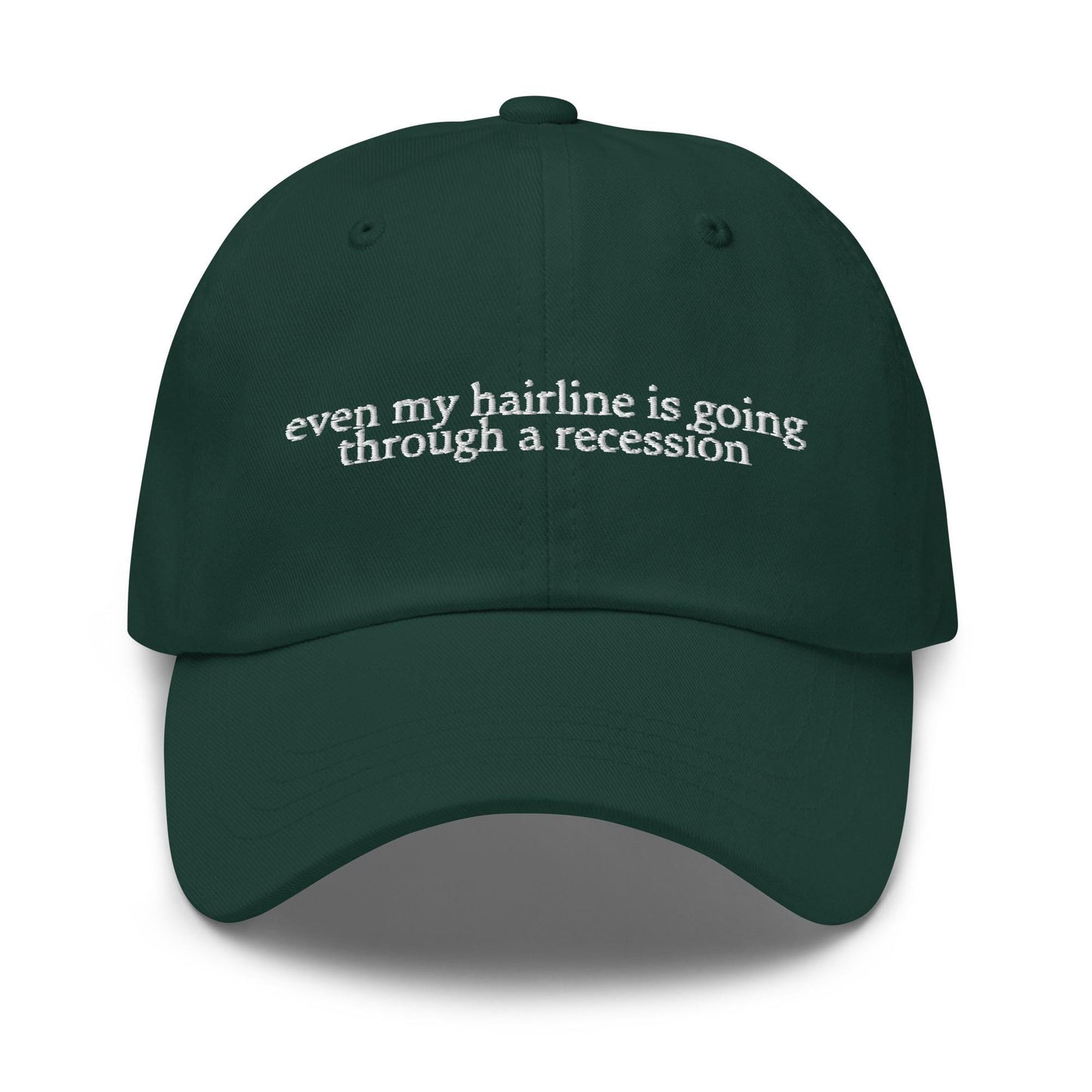 Even My Hairline Is Going Through a Recession Hat - Embroidered Funny Balding Gift - Ironic Financial Spiral Style