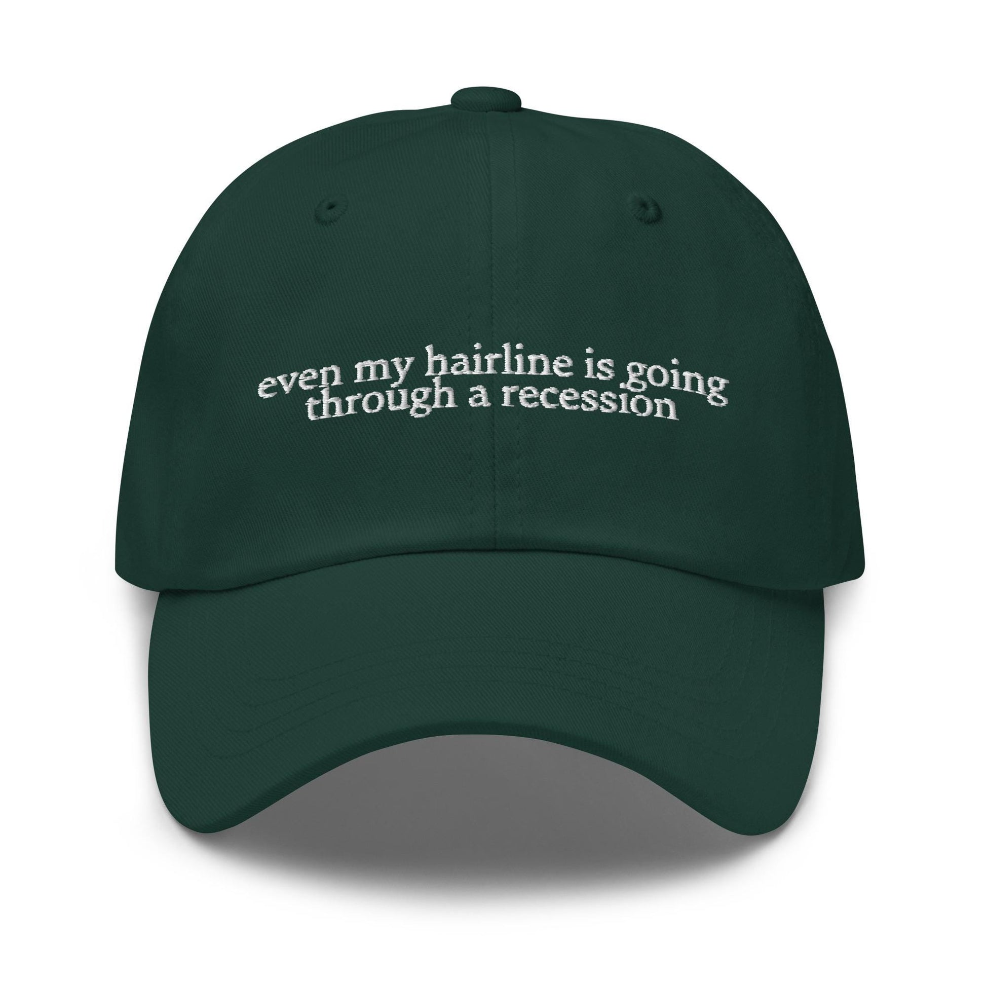 Even My Hairline Is Going Through a Recession Hat - Embroidered Funny Balding Gift - Ironic Financial Spiral Style