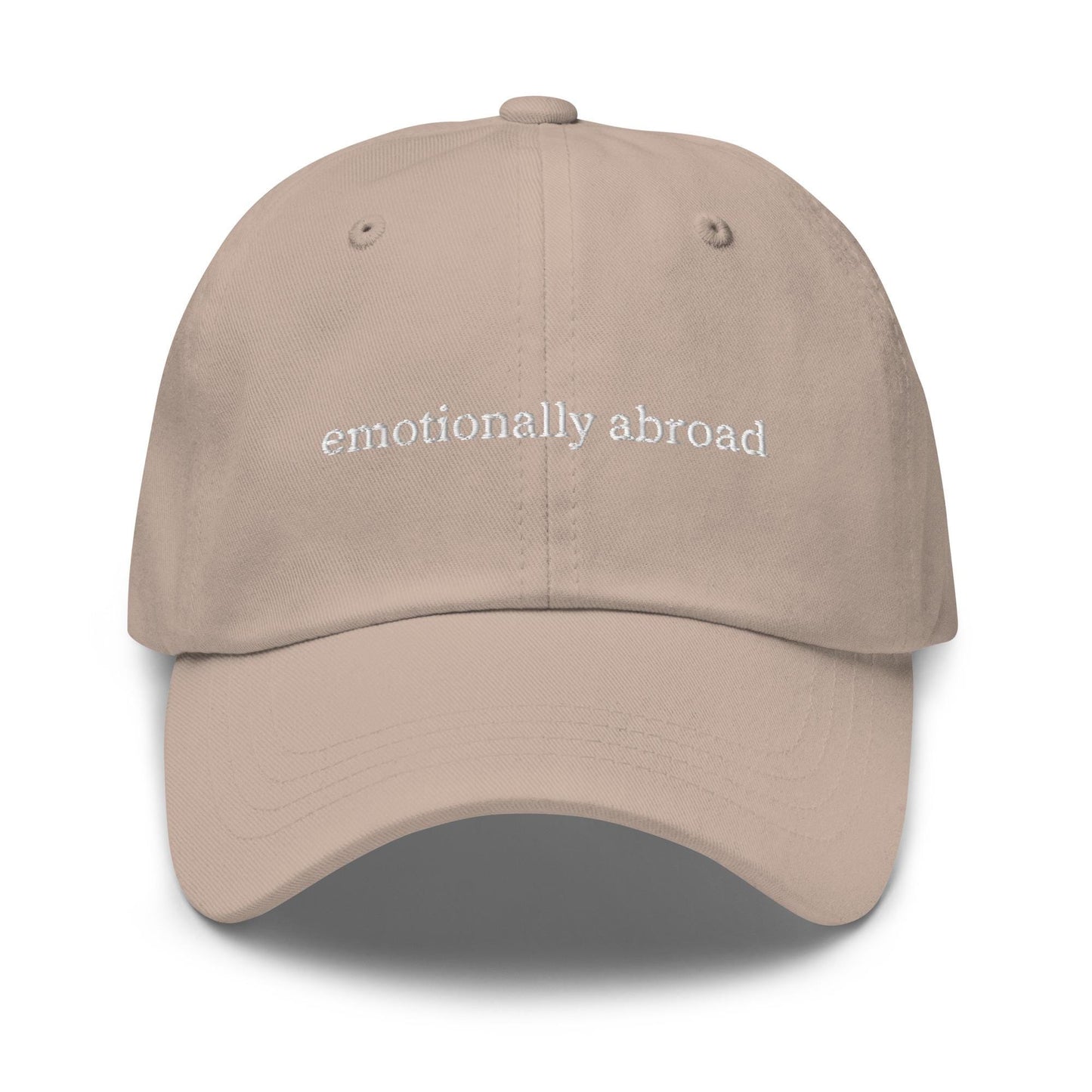 Emotionally Abroad Hat – Embroidered Travel Mood Cap – Cotton Dad Hat – Multiple Colors