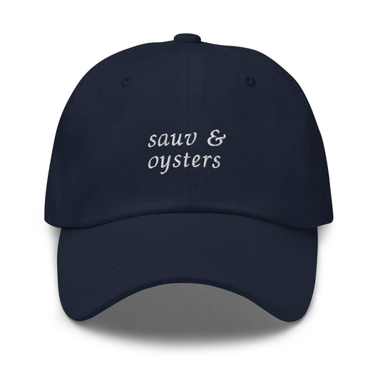 Sauv and Oysters Hat – Embroidered Wine & Shellfish Cap – Cotton Dad Hat – Multiple Colors