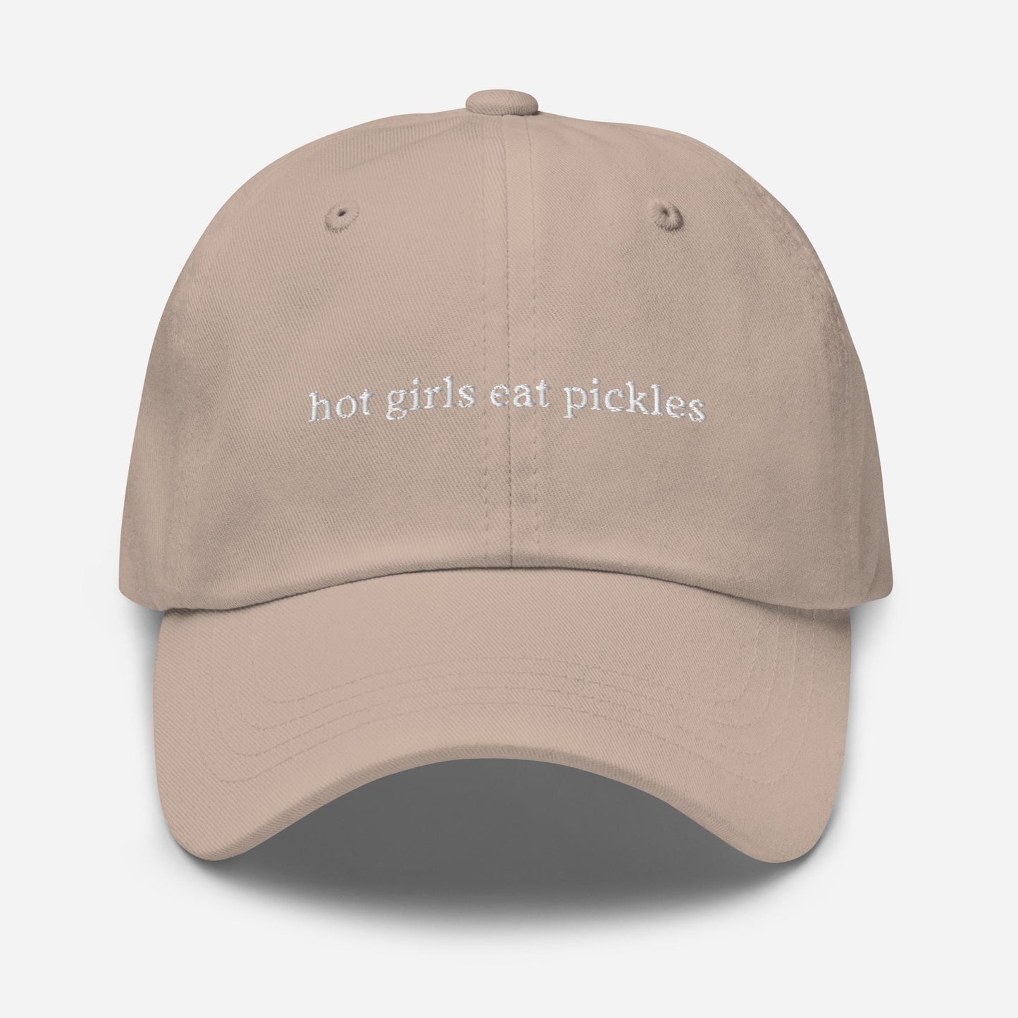 Hot Girls Eat Pickles Hat – Embroidered Funny Foodie Gift – Cotton Dad Cap – Multiple Colors