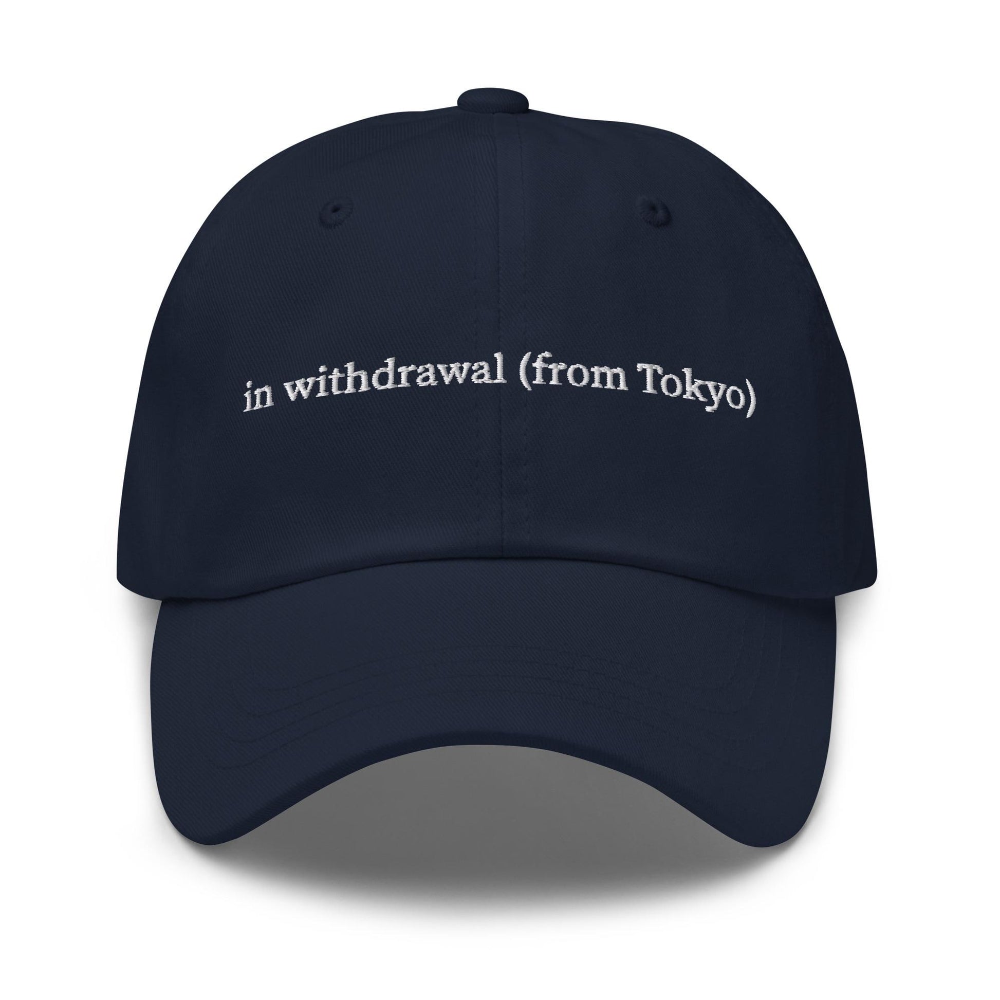 In Withdrawal from Tokyo Embroidered Dad Hat – Japan Travel Hat, Wanderlust Core, City Nostalgia Aesthetic Cap