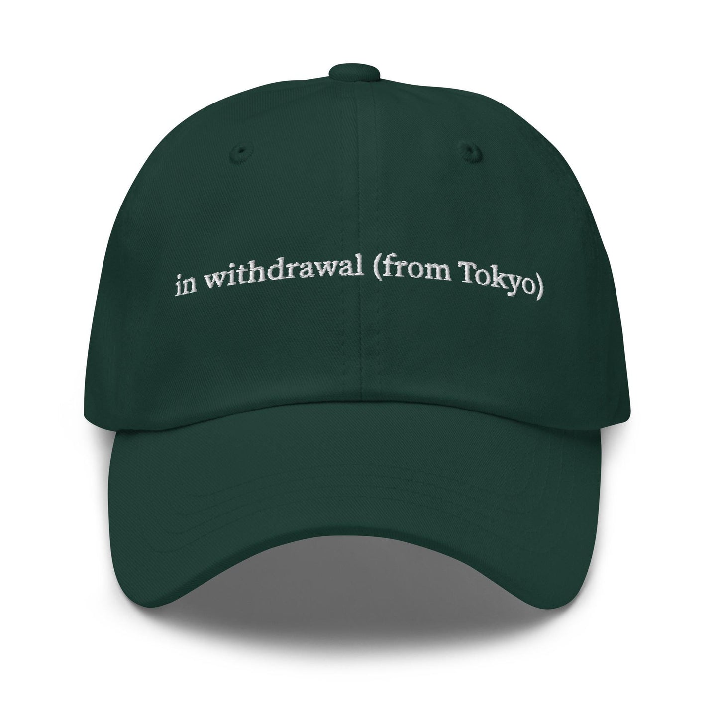 In Withdrawal from Tokyo Embroidered Dad Hat – Japan Travel Hat, Wanderlust Core, City Nostalgia Aesthetic Cap