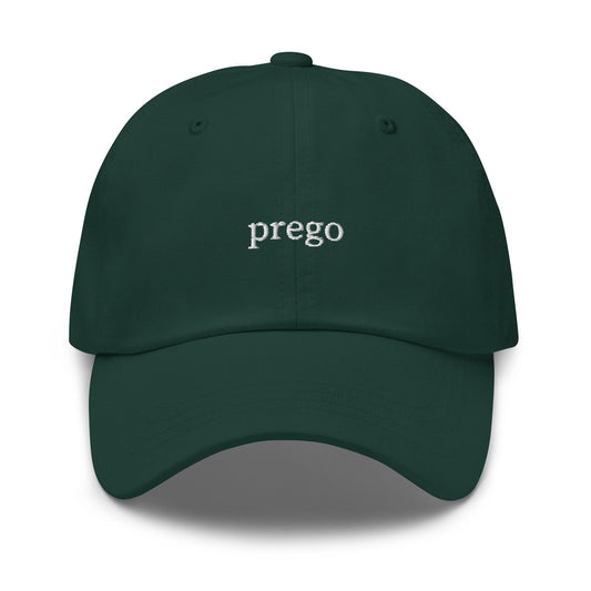 Prego Hat – Embroidered Italian Foodie Cap – Cotton Dad Hat – Multiple Colors