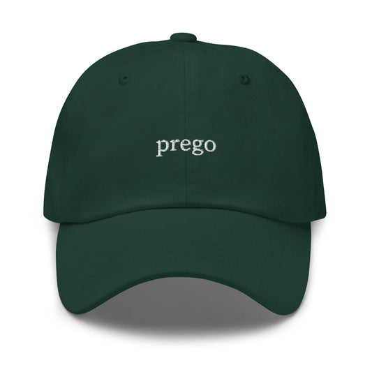 Prego Hat – Embroidered Italian Foodie Cap – Cotton Dad Hat – Multiple Colors