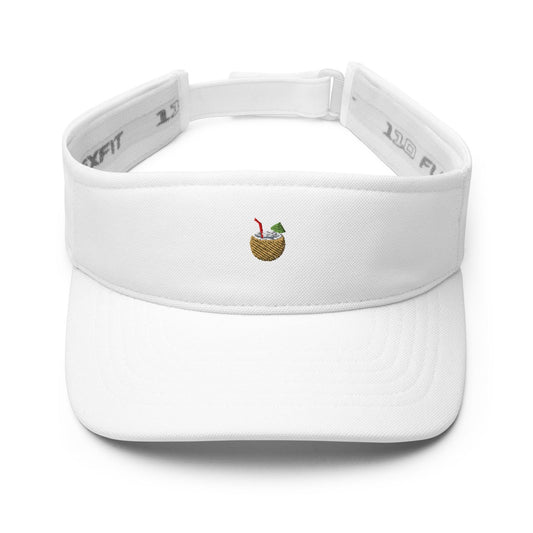 Coconut Drink Visor – Embroidered Tropical Coconut Cup Cap – Flexfit Sport Visor