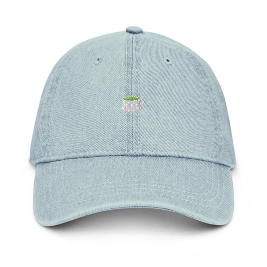 Matcha Denim Hat – Embroidered Matcha Cup Icon on Light, Blue, or Black Denim Dad Hat