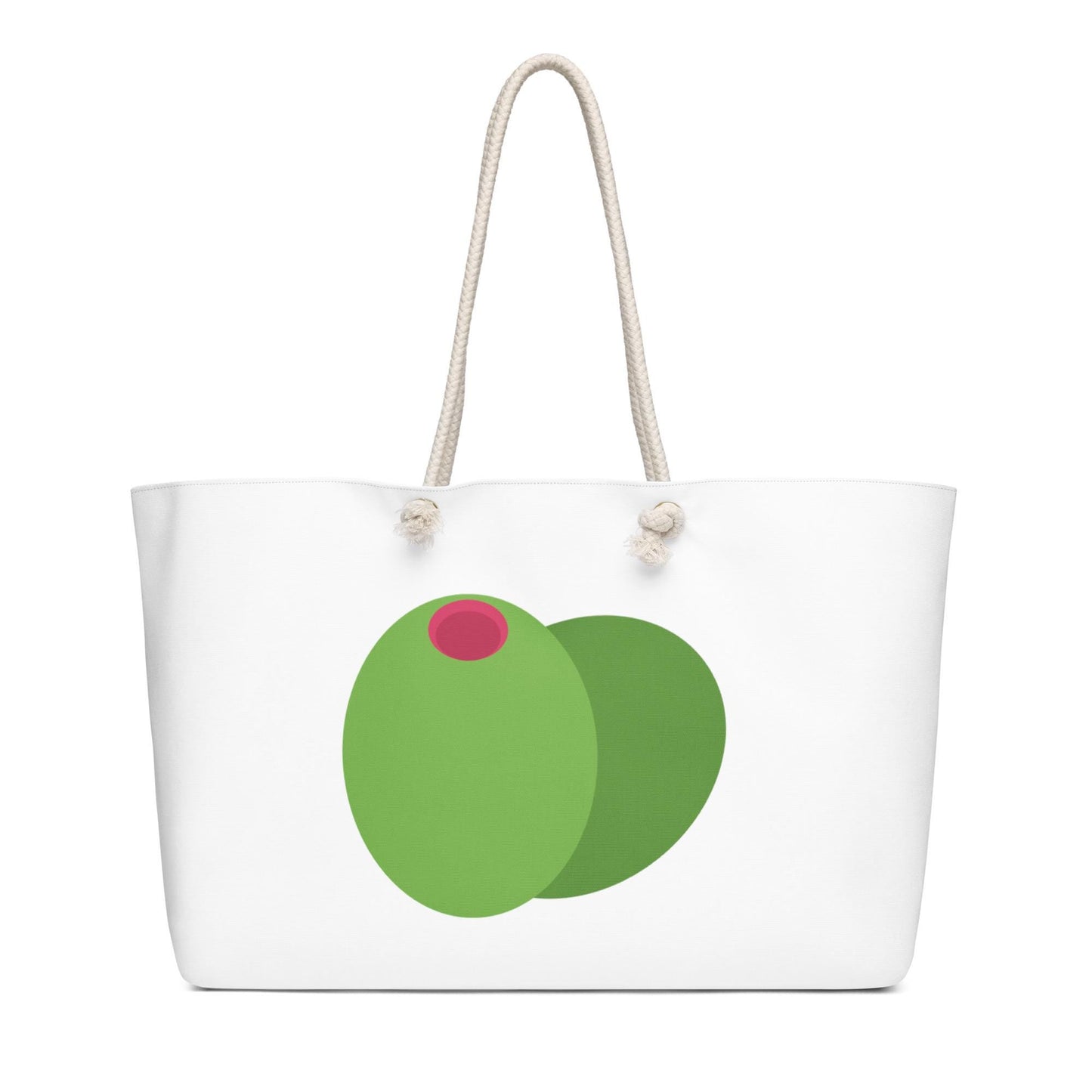 Olive Weekender Bag – Oversized Minimalist Travel Tote with Green Manzanilla Olive Design