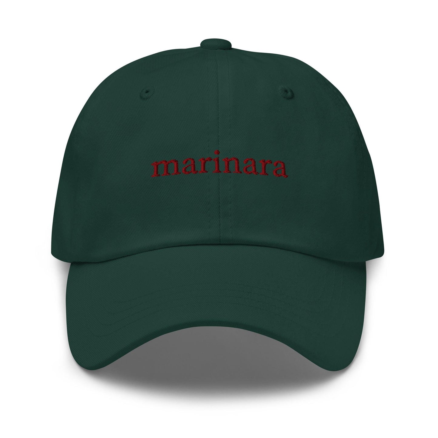 Marinara Embroidered Hat – Bold Serif Dad Hat in Maroon Thread for Pasta Lovers