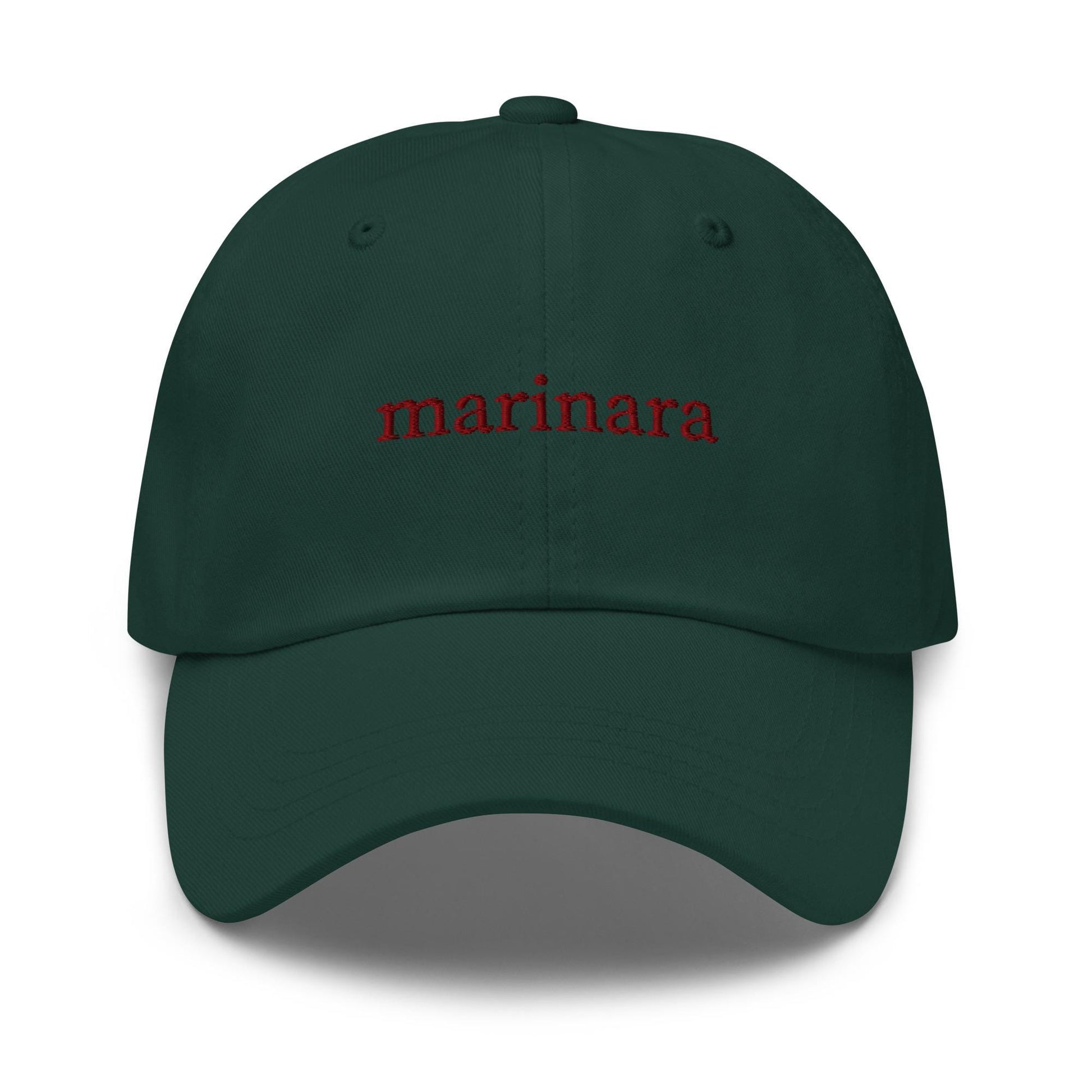 Marinara Embroidered Hat – Bold Serif Dad Hat in Maroon Thread for Pasta Lovers
