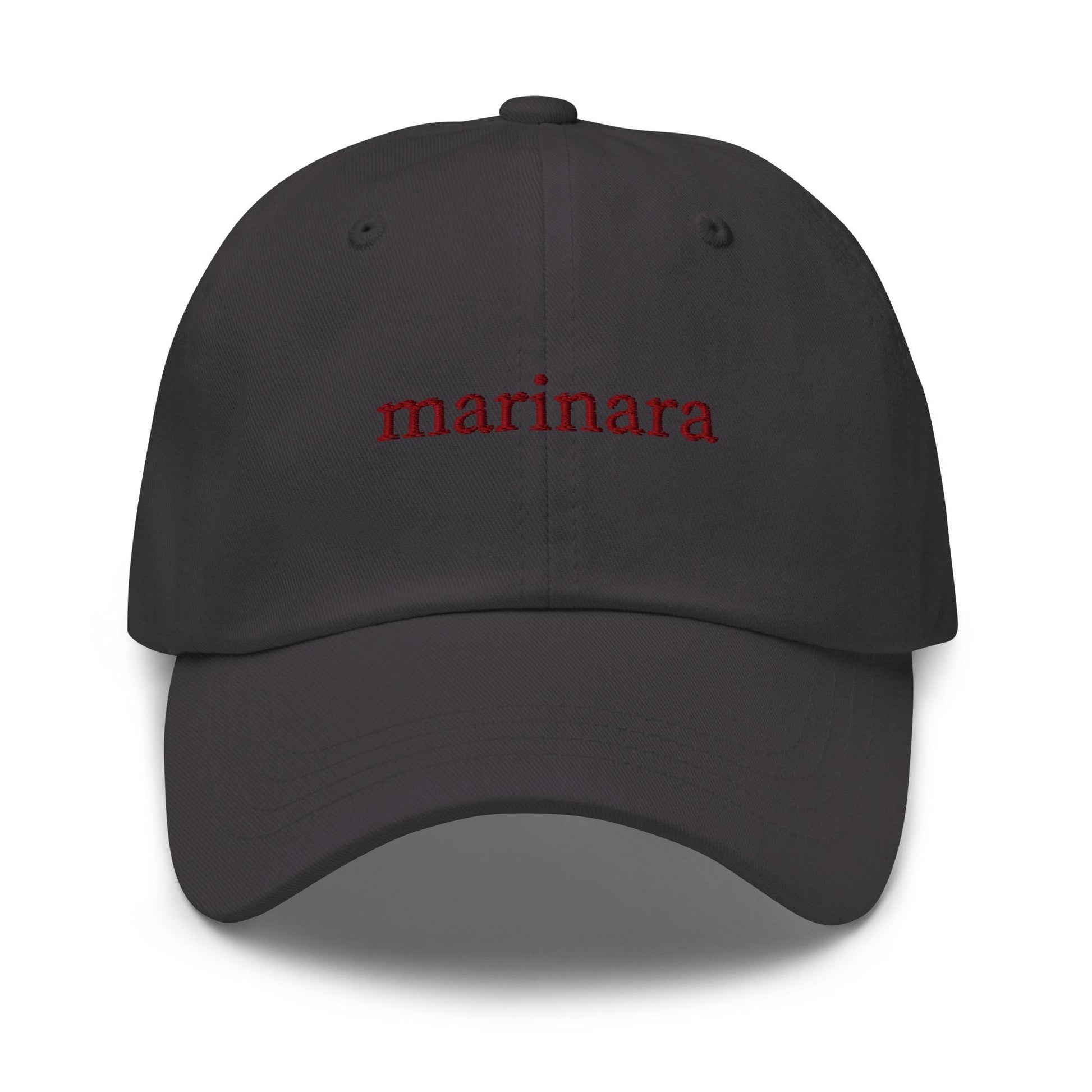 Marinara Embroidered Hat – Bold Serif Dad Hat in Maroon Thread for Pasta Lovers