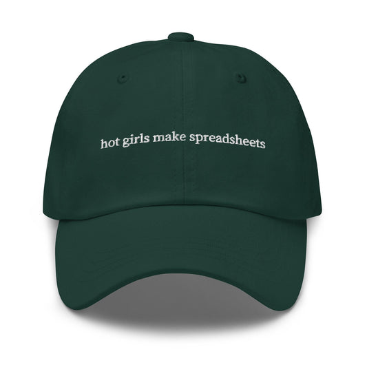 Hot Girls Make Spreadsheets – Embroidered Dad Hat in Serif Font, Sheet-Core Fashion