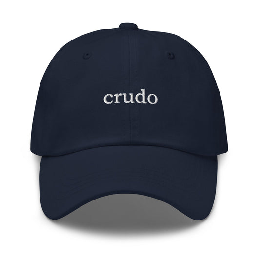Crudo Dad Hat – Embroidered Groovy Font Cotton Cap for Foodies and Raw Fish Fans