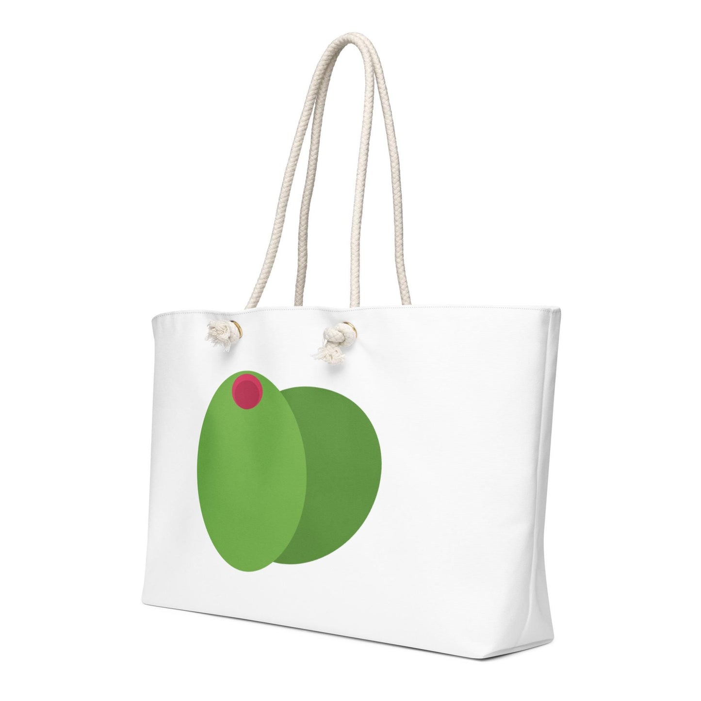 Olive Weekender Bag – Oversized Minimalist Travel Tote with Green Manzanilla Olive Design