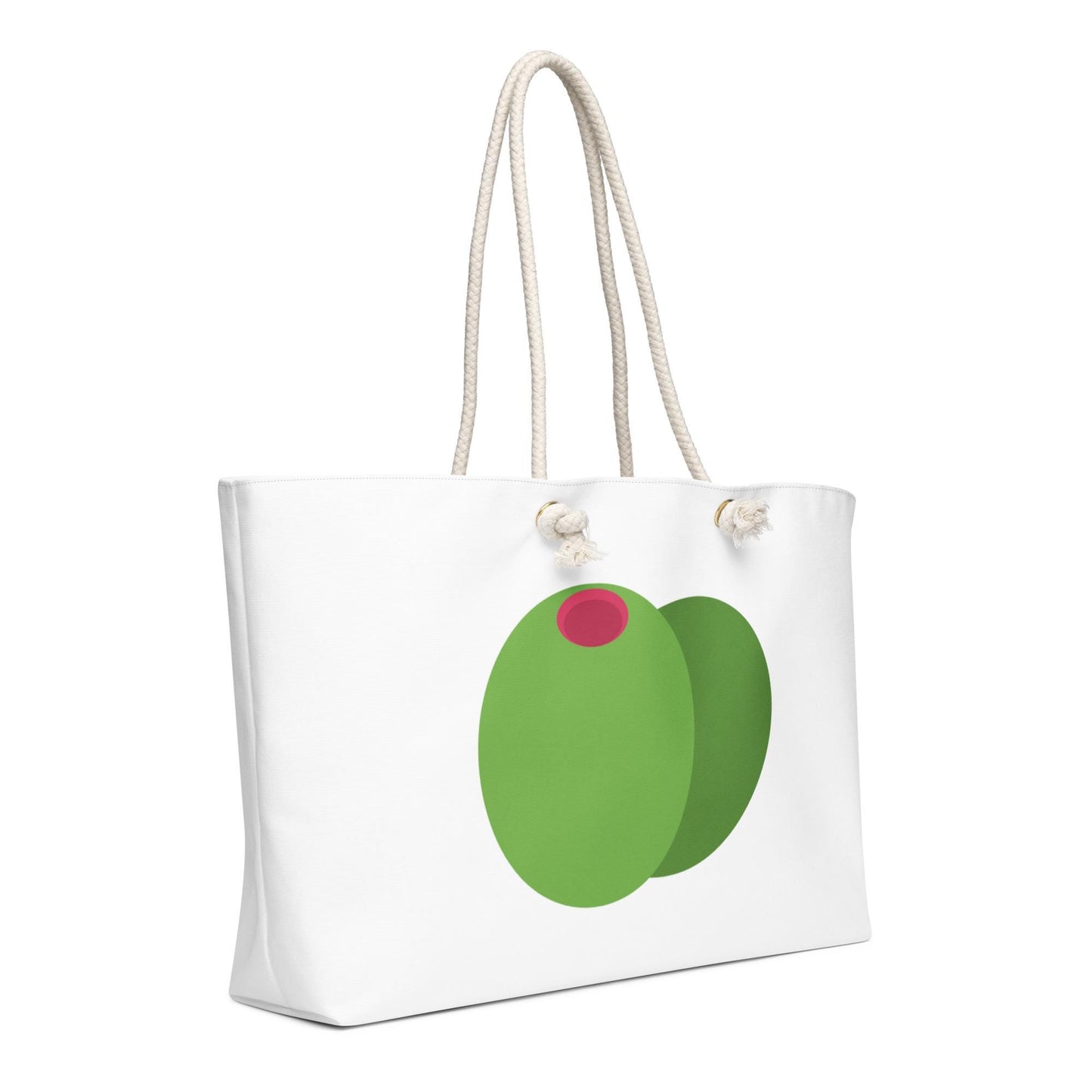 Olive Weekender Bag – Oversized Minimalist Travel Tote with Green Manzanilla Olive Design