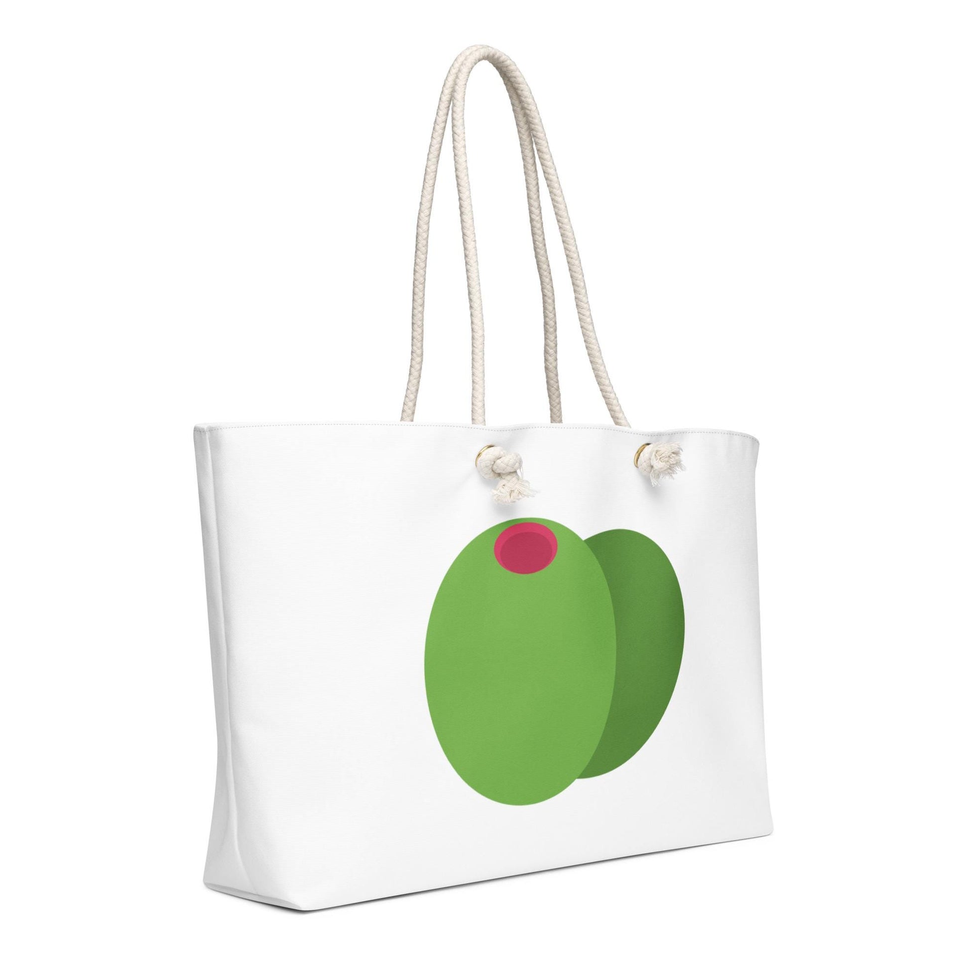 Olive Weekender Bag – Oversized Minimalist Travel Tote with Green Manzanilla Olive Design