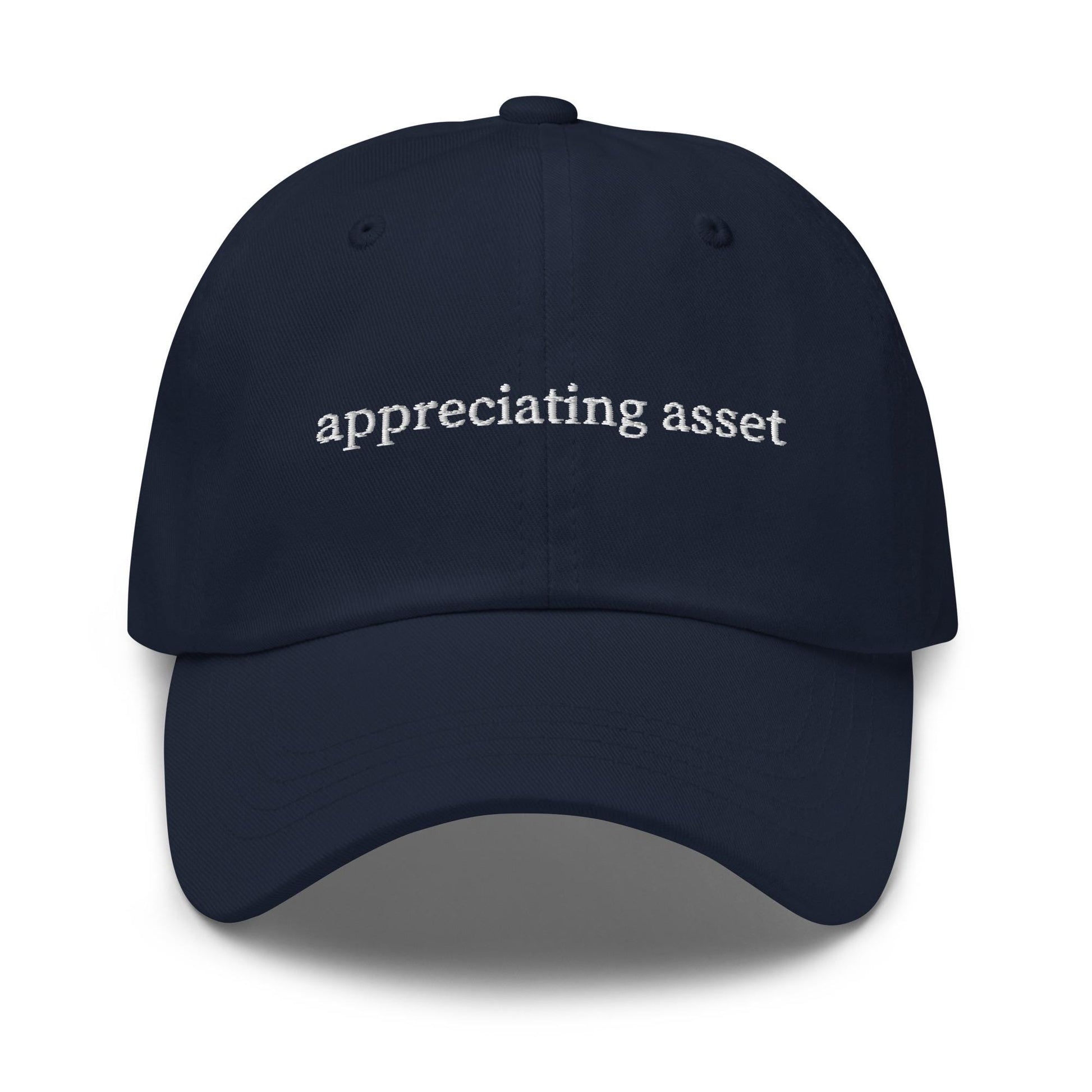 Appreciating Asset – Funny Embroidered Finance Hat for Investing Icons & ROI Enthusiasts
