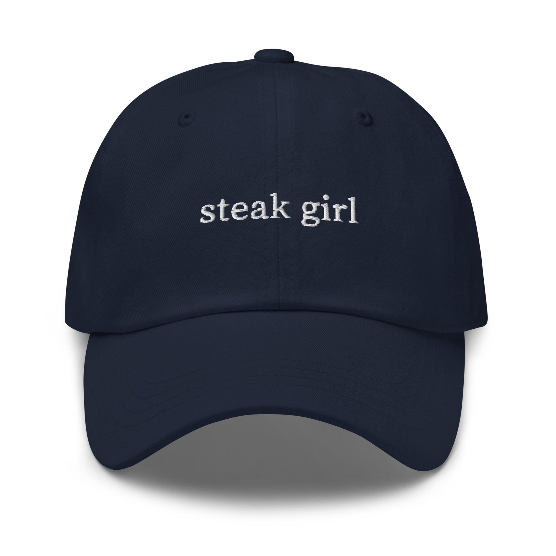 Steak Girl – Embroidered Funny Foodie Hat for Meat Lovers & Grill Queens – Cotton Dad Cap with Custom Thread Options