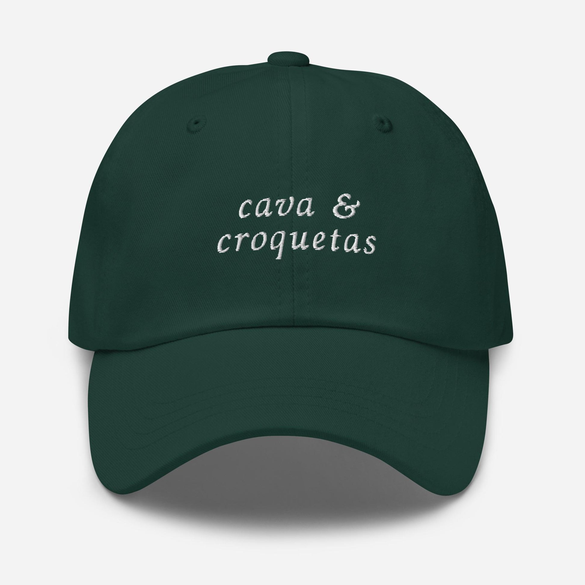 Cava & Croquetas – Embroidered Tapas Hat, Spanish Food Dad Cap, Custom Thread Colors