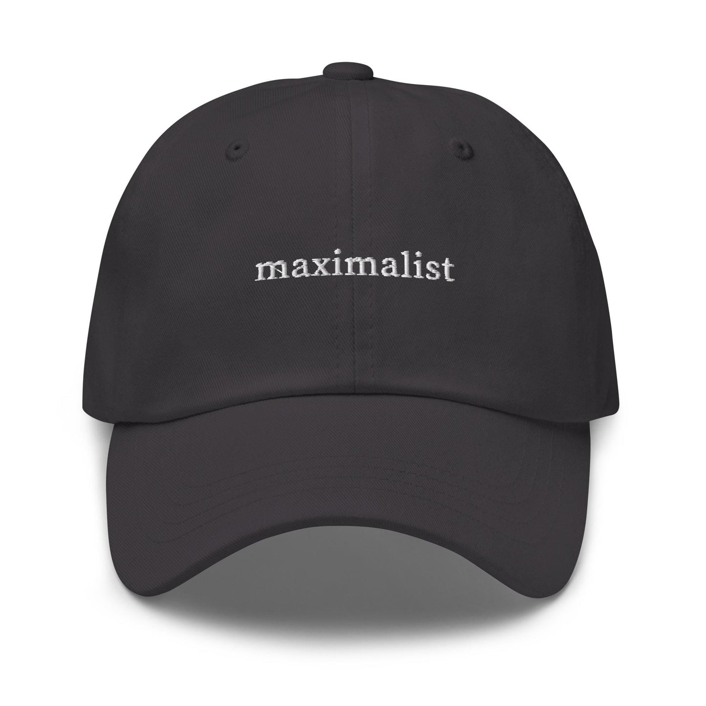 Maximalist – Ironically Minimal Embroidered Hat for Design Nerds & Fashion Insiders – Cotton Dad Cap