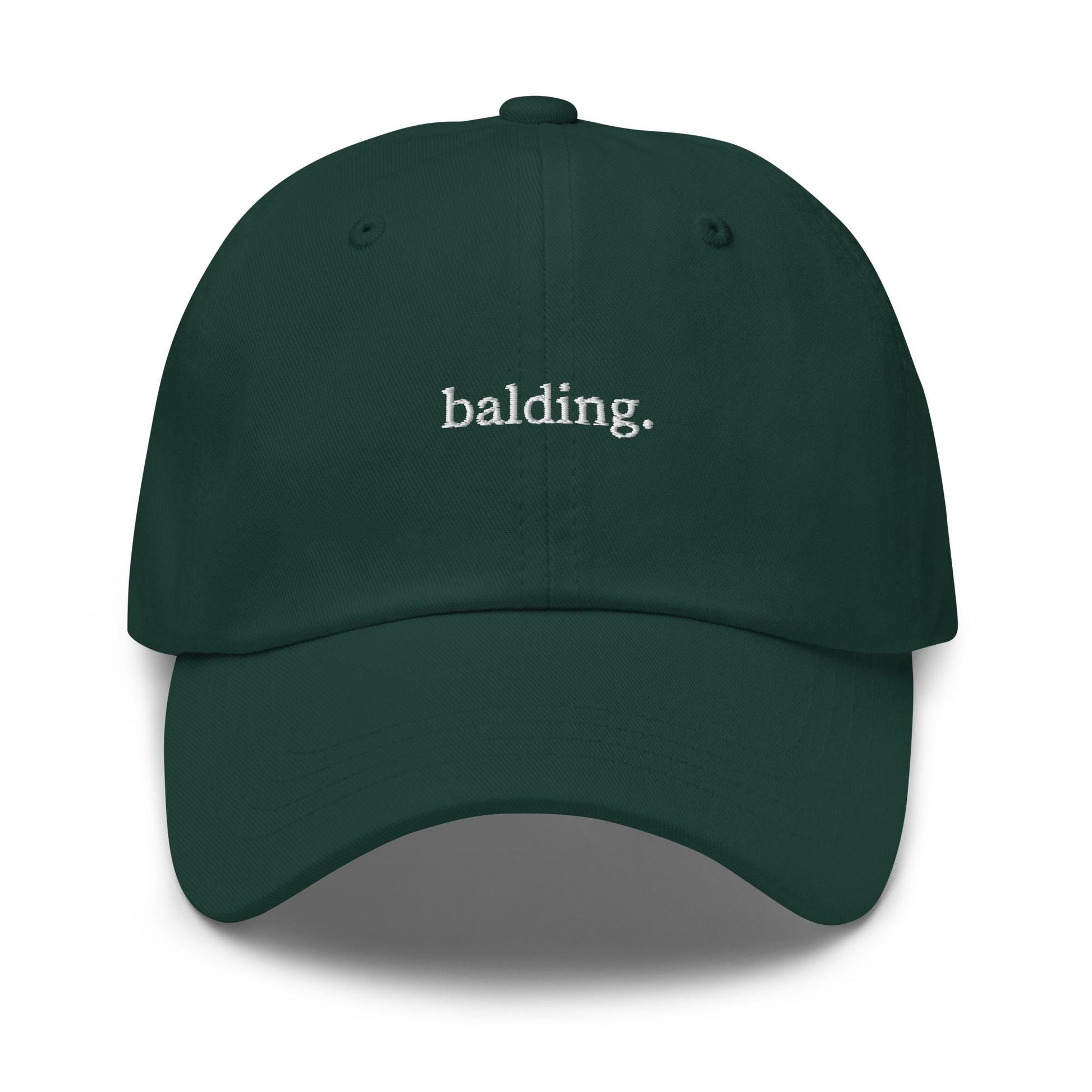 Balding – Embroidered Minimalist Dad Hat, Funny Ironic Cap, Custom Thread Colors