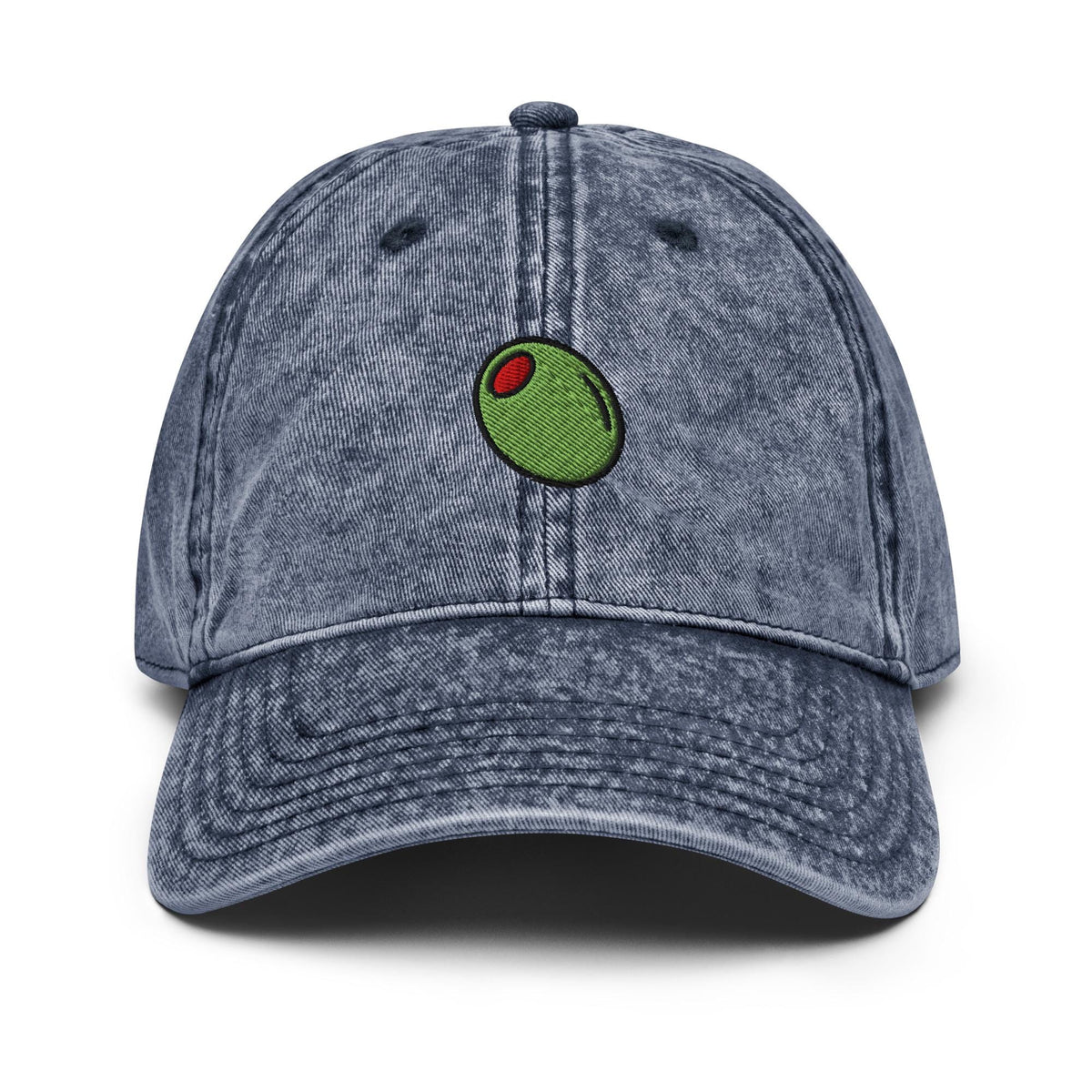 Olive – Embroidered Vintage Cotton Twill Dad Hat, Minimalist Foodie Cap, Custom Thread Colors