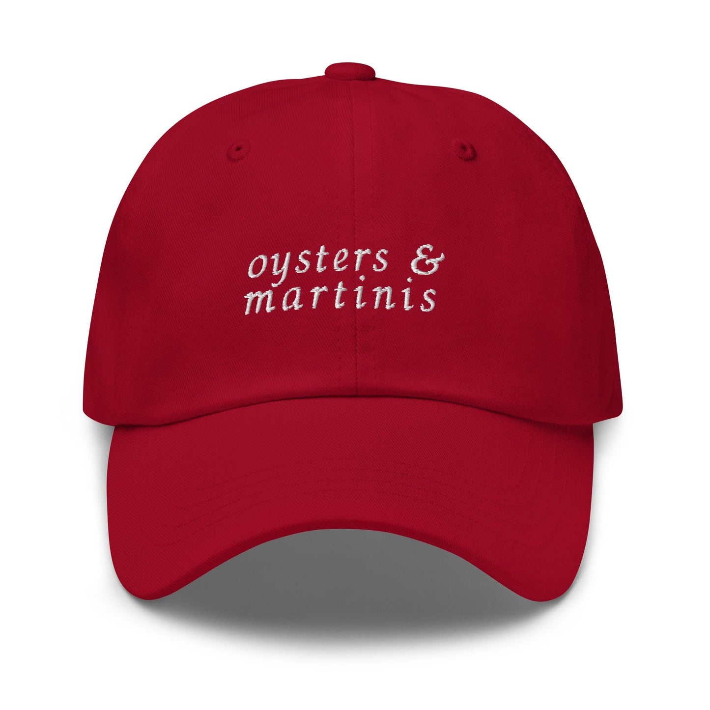 Oysters and Martinis – Embroidered Dad Hat for Raw Bar Lovers & Cocktail Fans, Minimalist Cotton Cap
