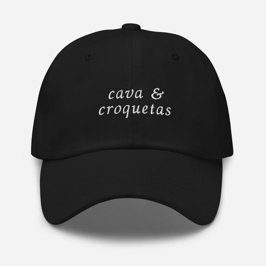 Cava & Croquetas – Embroidered Tapas Hat, Spanish Food Dad Cap, Custom Thread Colors