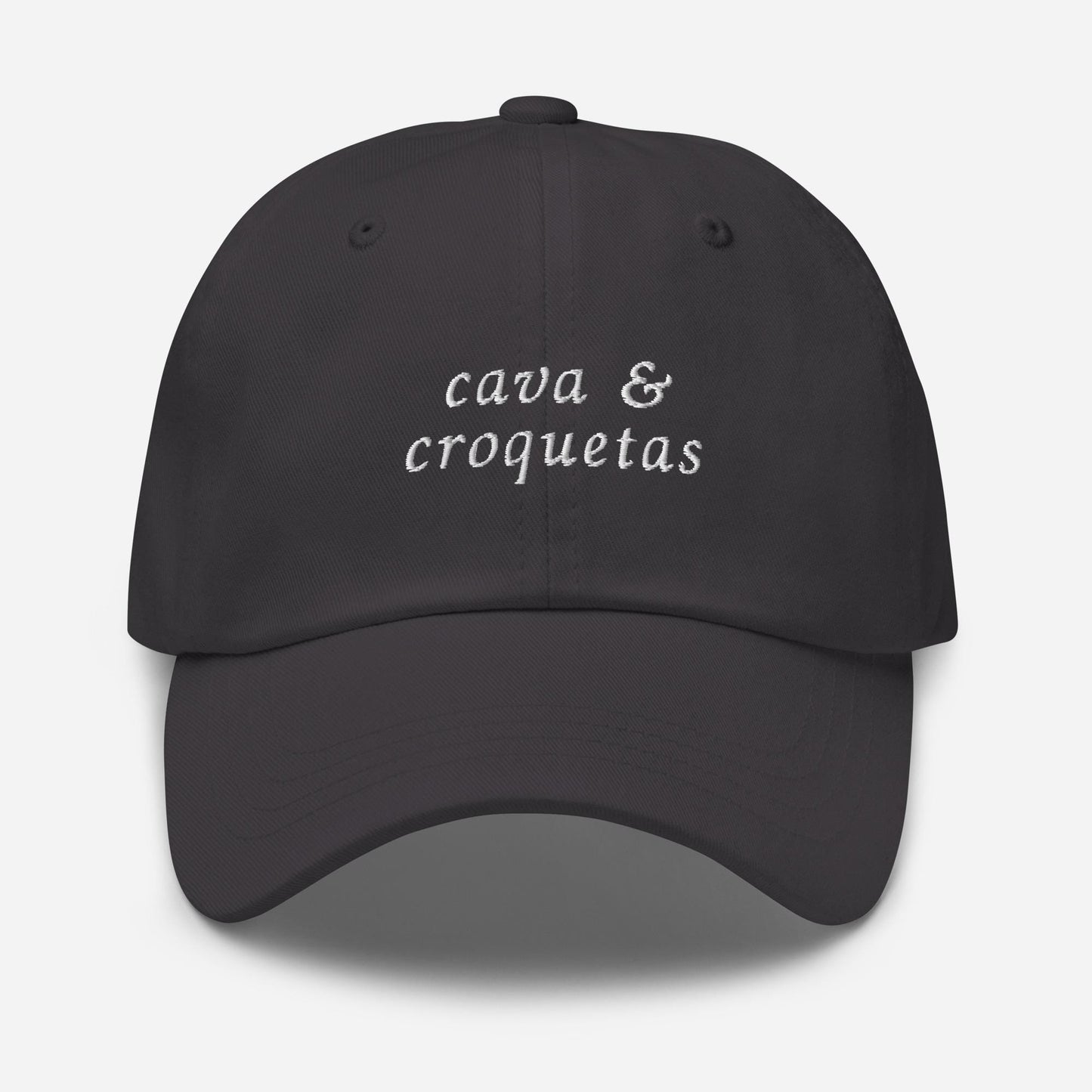 Cava & Croquetas – Embroidered Tapas Hat, Spanish Food Dad Cap, Custom Thread Colors