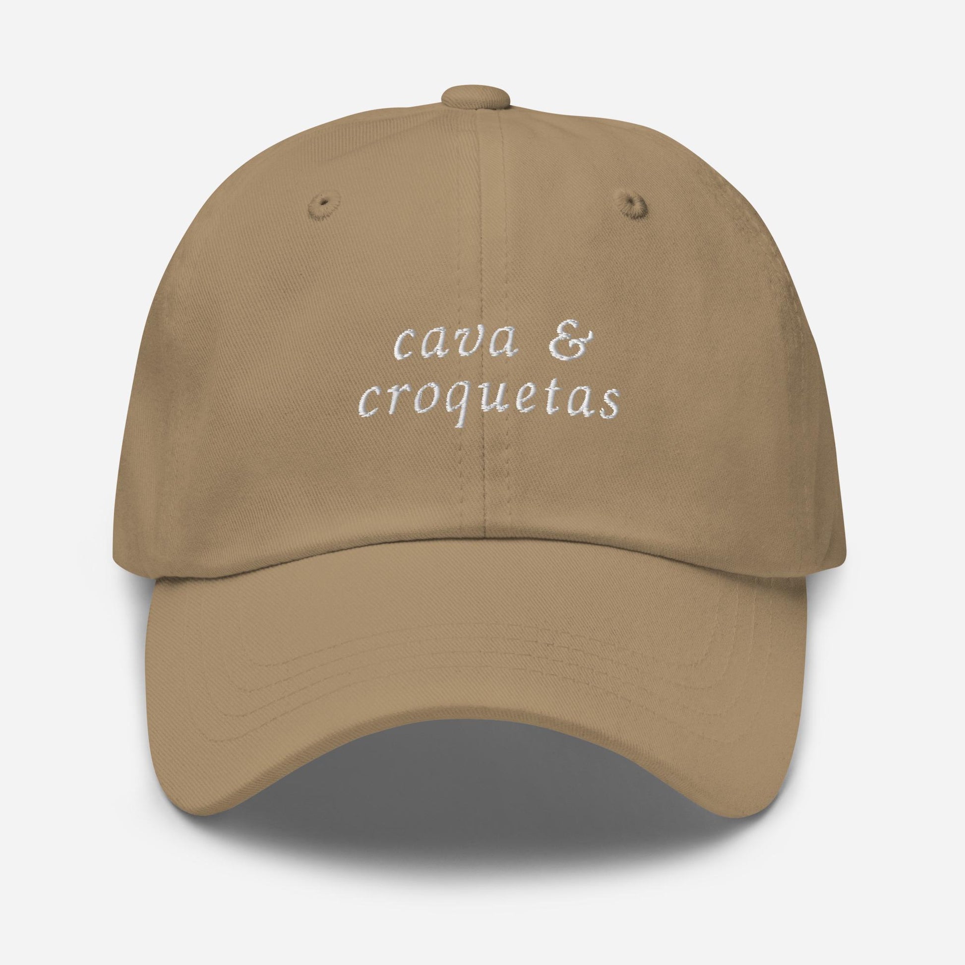 Cava & Croquetas – Embroidered Tapas Hat, Spanish Food Dad Cap, Custom Thread Colors