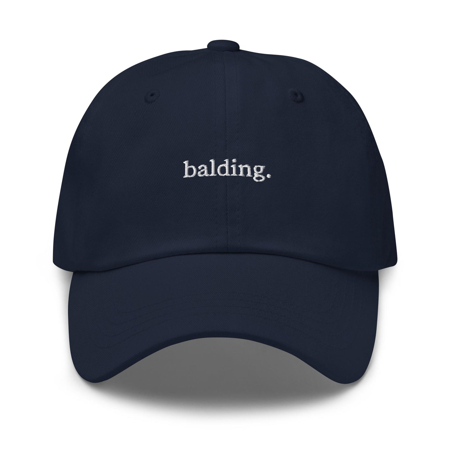 Balding – Embroidered Minimalist Dad Hat, Funny Ironic Cap, Custom Thread Colors