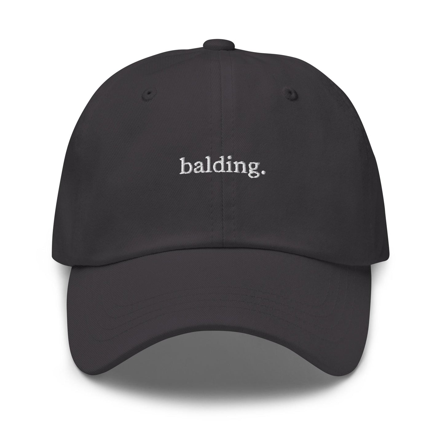 Balding – Embroidered Minimalist Dad Hat, Funny Ironic Cap, Custom Thread Colors