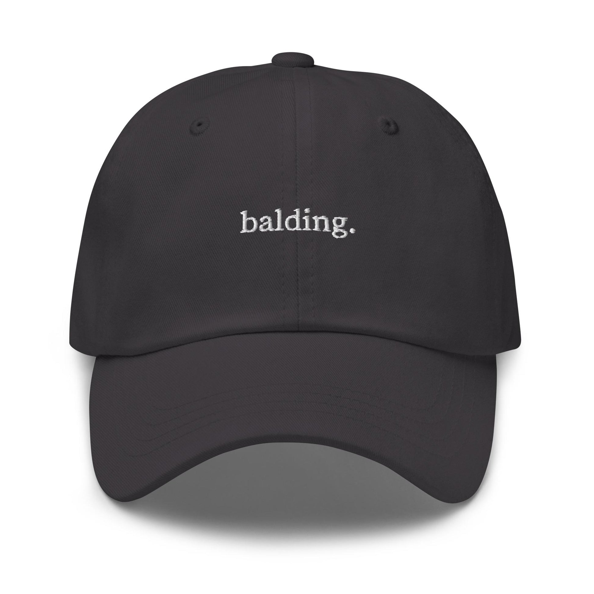 Balding – Embroidered Minimalist Dad Hat, Funny Ironic Cap, Custom Thread Colors
