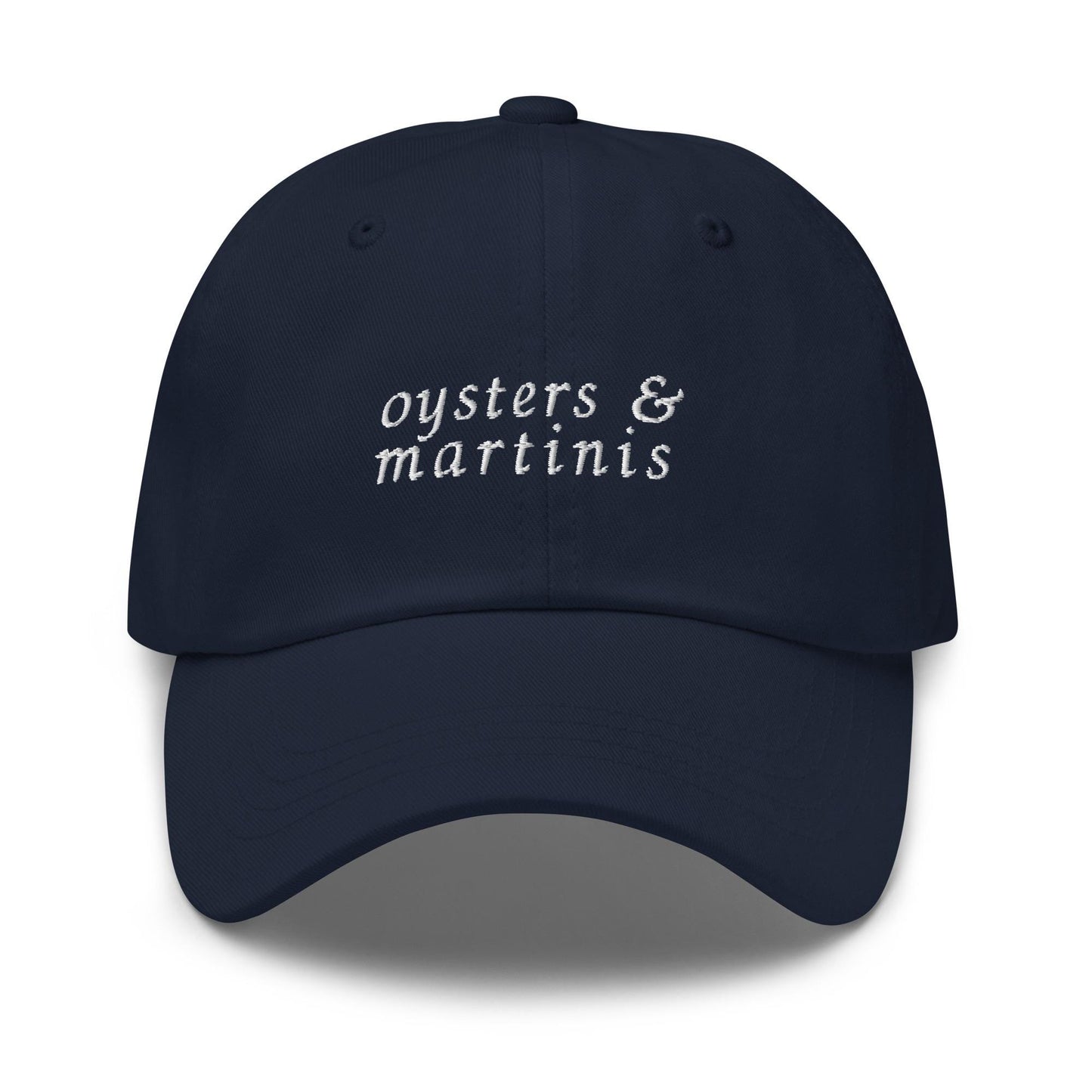 Oysters and Martinis – Embroidered Dad Hat for Raw Bar Lovers & Cocktail Fans, Minimalist Cotton Cap