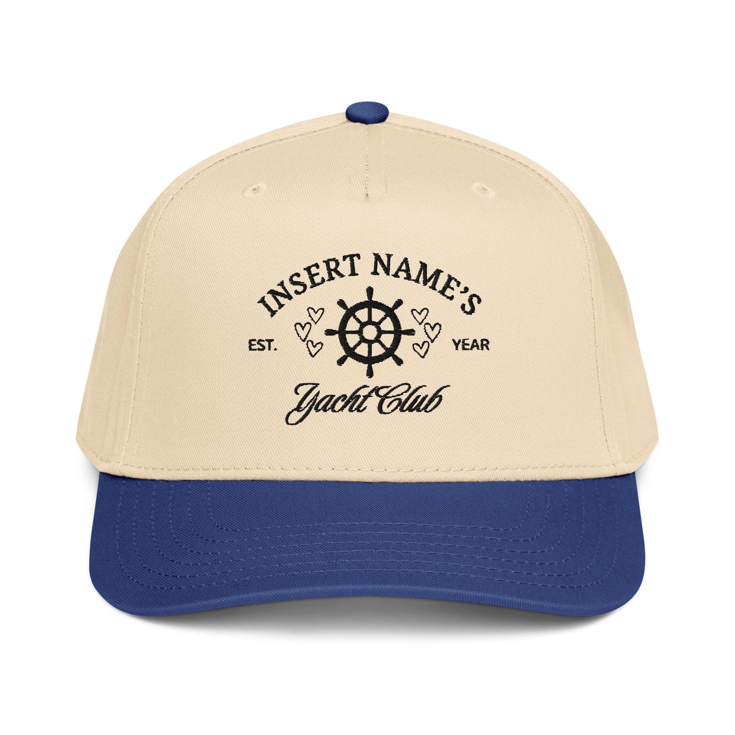 Yacht Club Custom Embroidered 5 Panel Baseball Cap