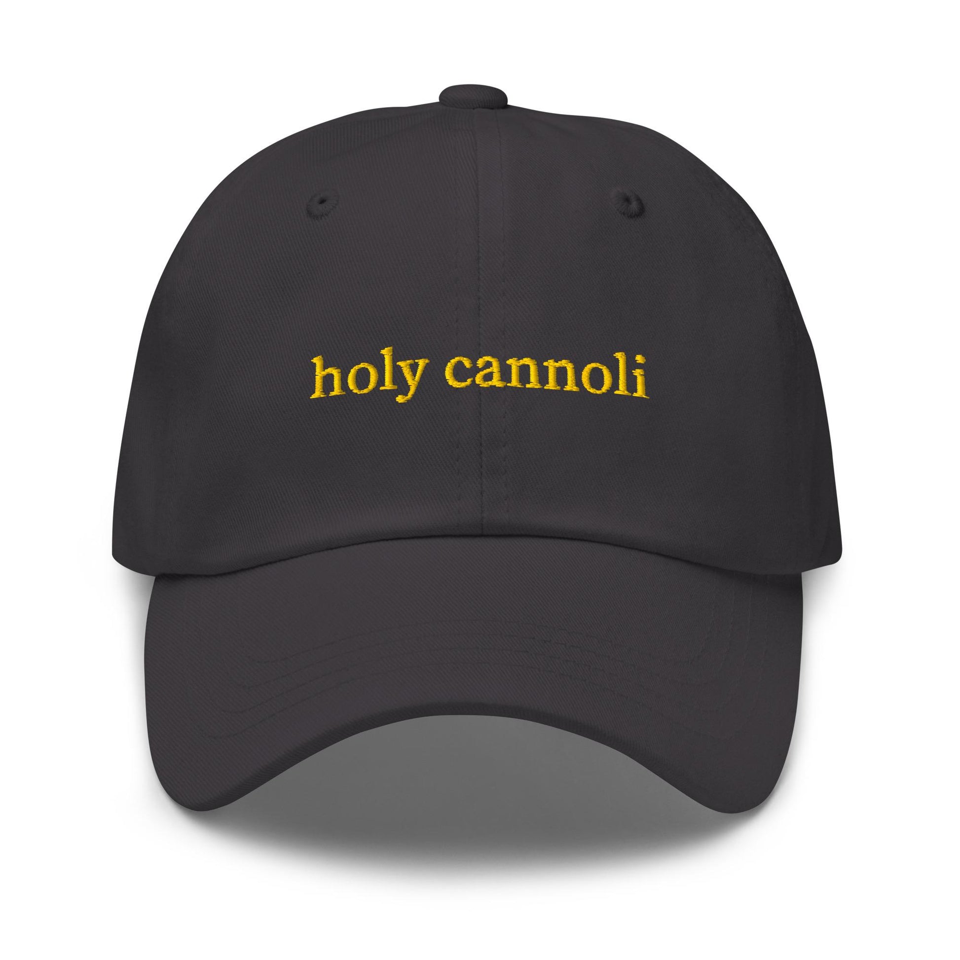 Title: Holy Cannoli Embroidered Dad Hat – Italian Dessert Pun Baseball Cap