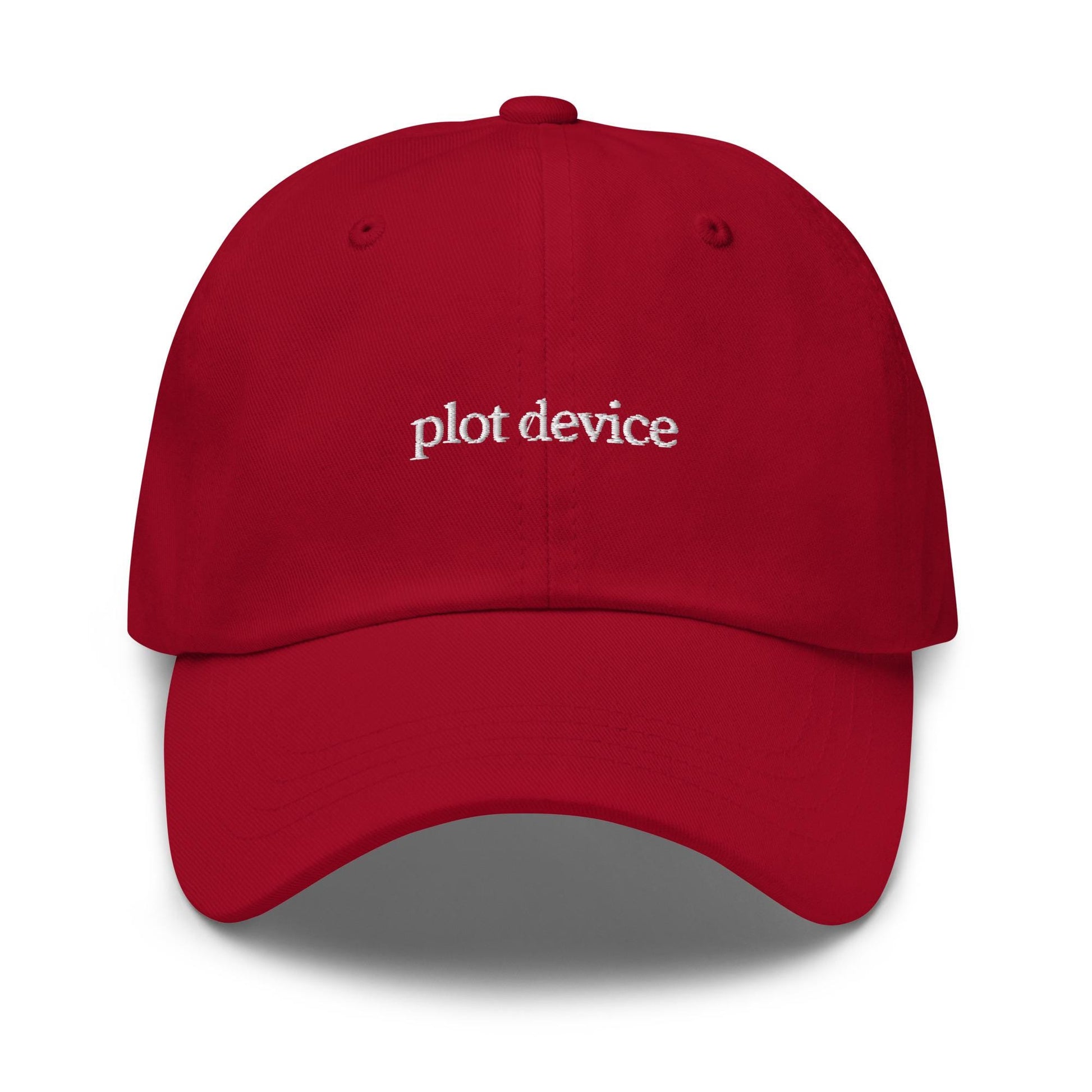 Plot Device – Embroidered Book and Film Lover Dad Hat, Minimalist Cotton Cap