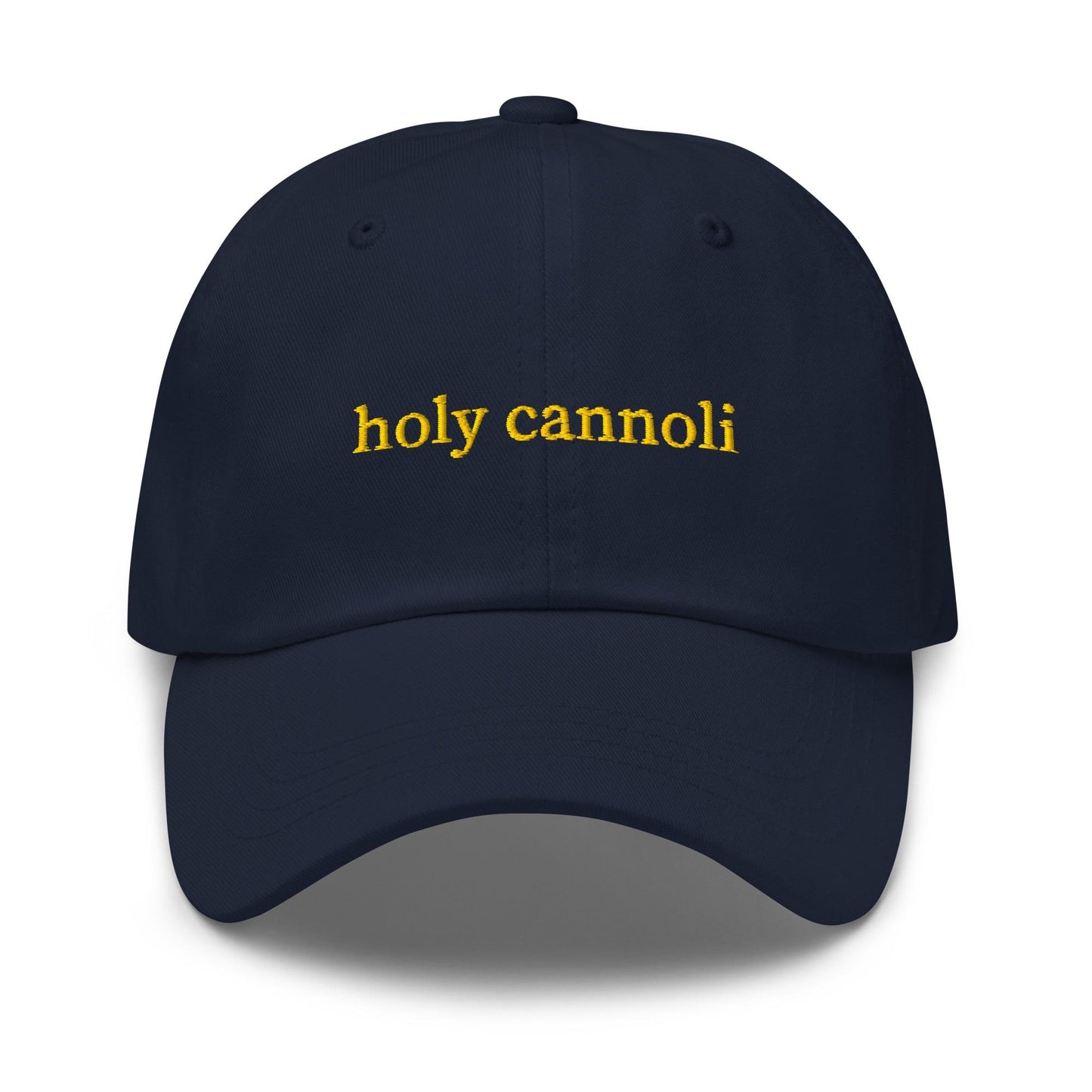 Title: Holy Cannoli Embroidered Dad Hat – Italian Dessert Pun Baseball Cap
