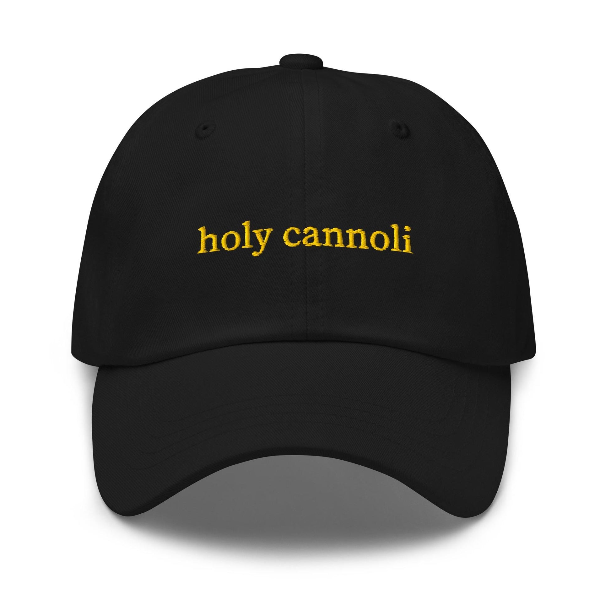 Title: Holy Cannoli Embroidered Dad Hat – Italian Dessert Pun Baseball Cap